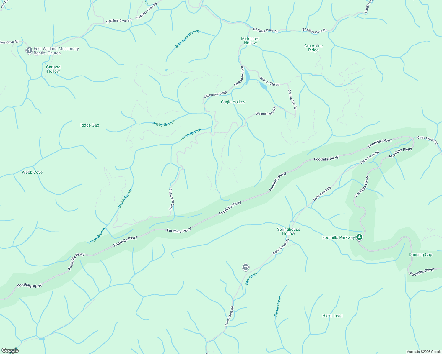 map of restaurants, bars, coffee shops, grocery stores, and more near 2120 Sky Top Road in Walland