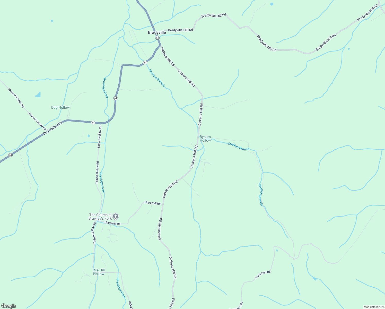 map of restaurants, bars, coffee shops, grocery stores, and more near 1184 Dickens Hill Road in Bradyville
