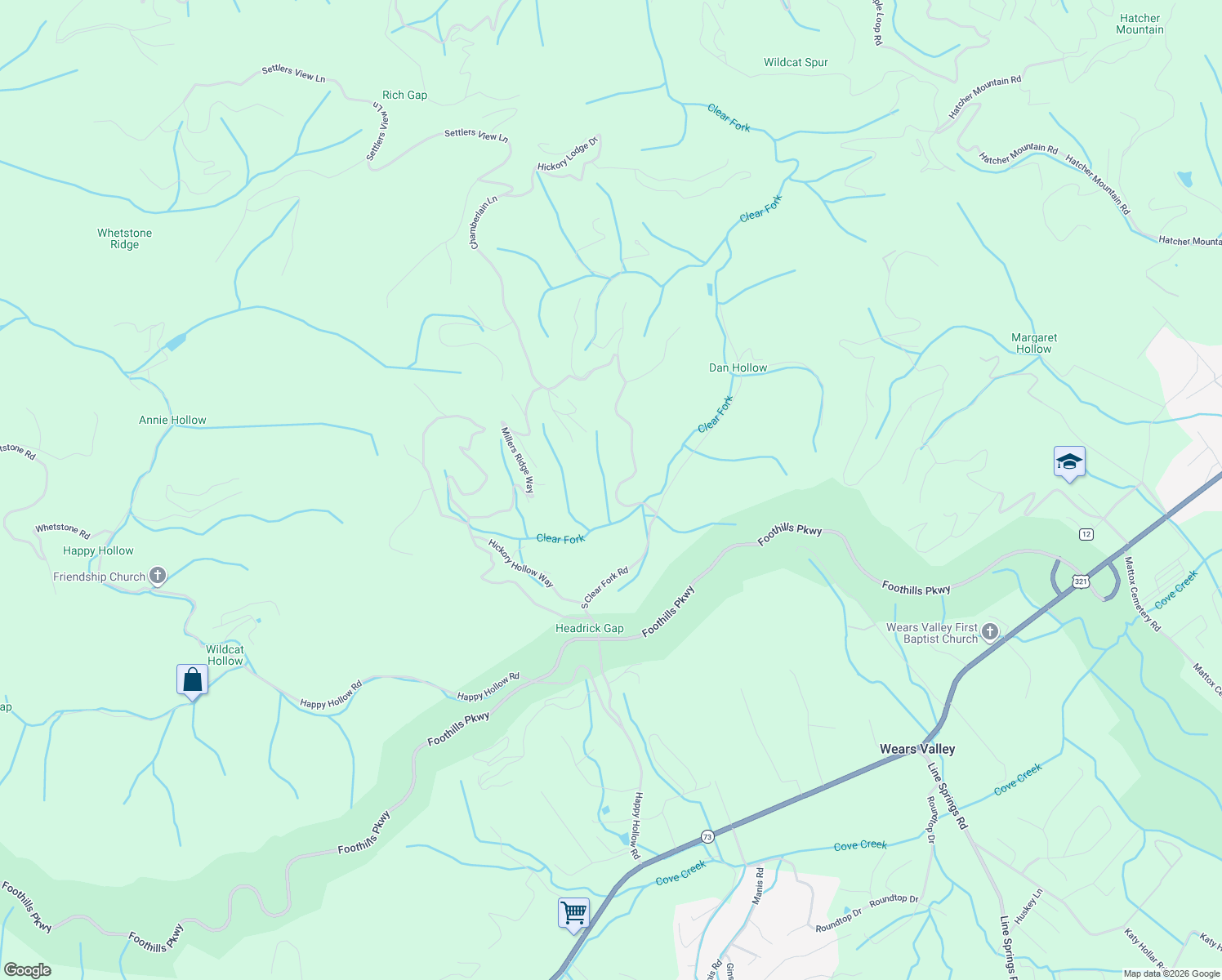 map of restaurants, bars, coffee shops, grocery stores, and more near 4037 Chamberlain Lane in Pigeon Forge