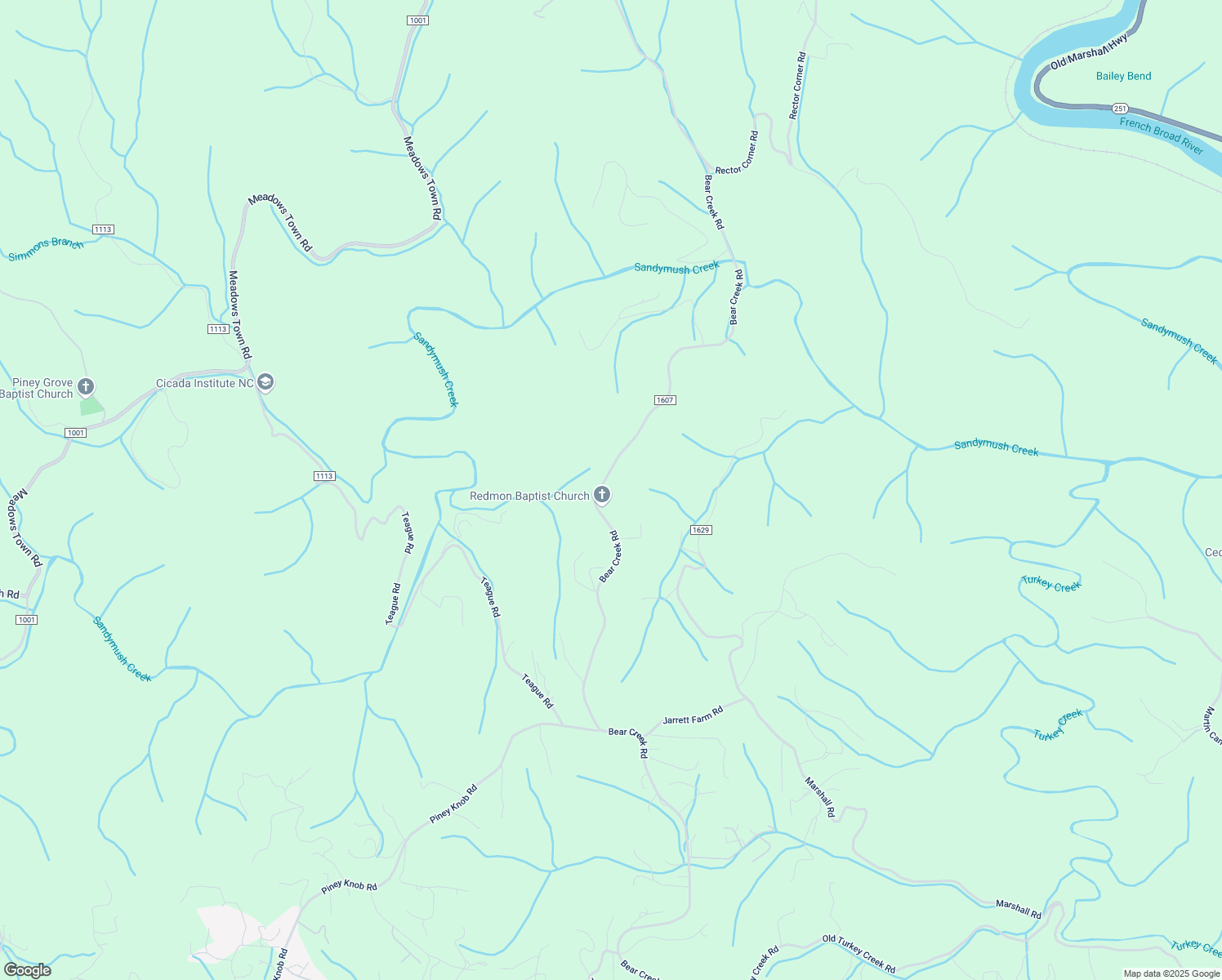 map of restaurants, bars, coffee shops, grocery stores, and more near 2705 Bear Creek Road in Marshall