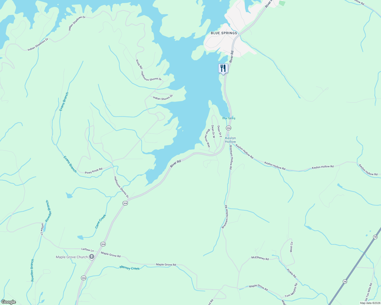 map of restaurants, bars, coffee shops, grocery stores, and more near 4284 River Road in Ten Mile