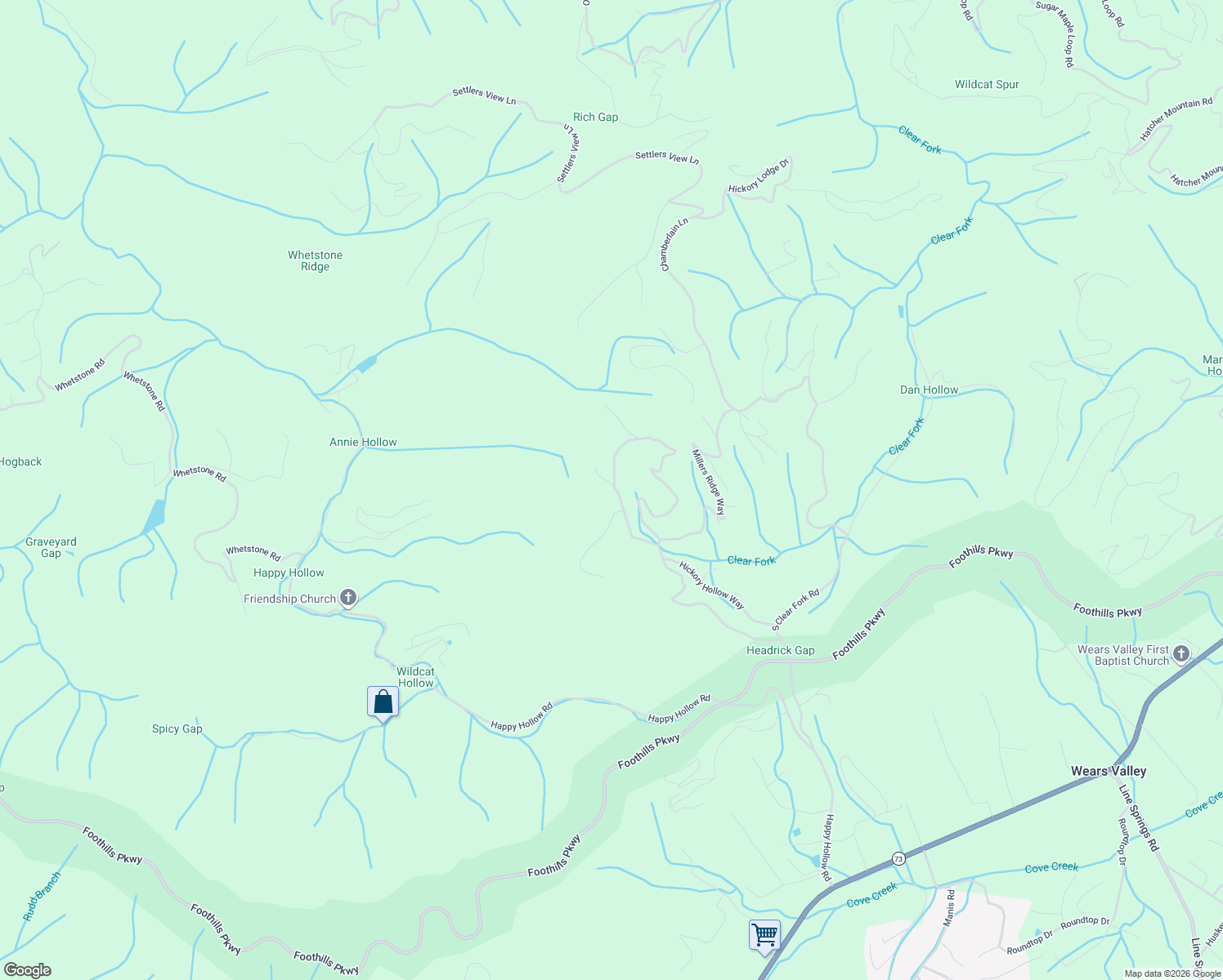 map of restaurants, bars, coffee shops, grocery stores, and more near 2509 Raccoon Hollow Way in Sevierville