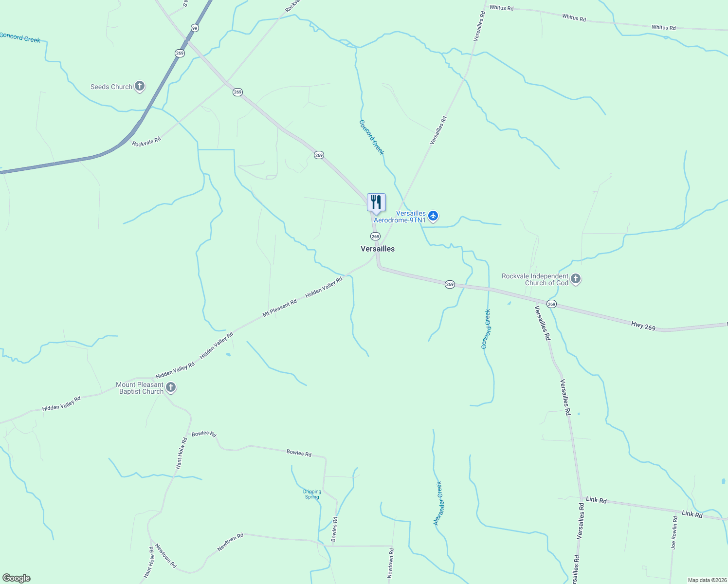 map of restaurants, bars, coffee shops, grocery stores, and more near 11305 Mount Pleasant Road in Rockvale