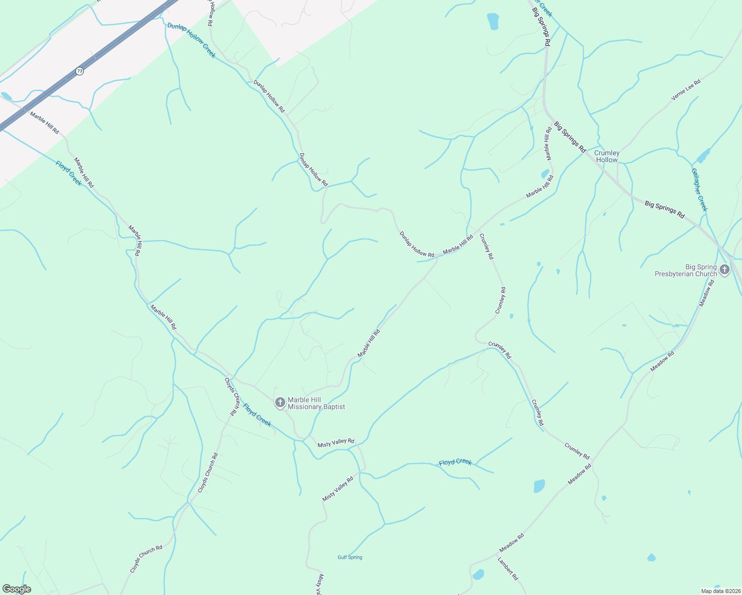 map of restaurants, bars, coffee shops, grocery stores, and more near 1095-1249 Marble Hill Rd in Friendsville