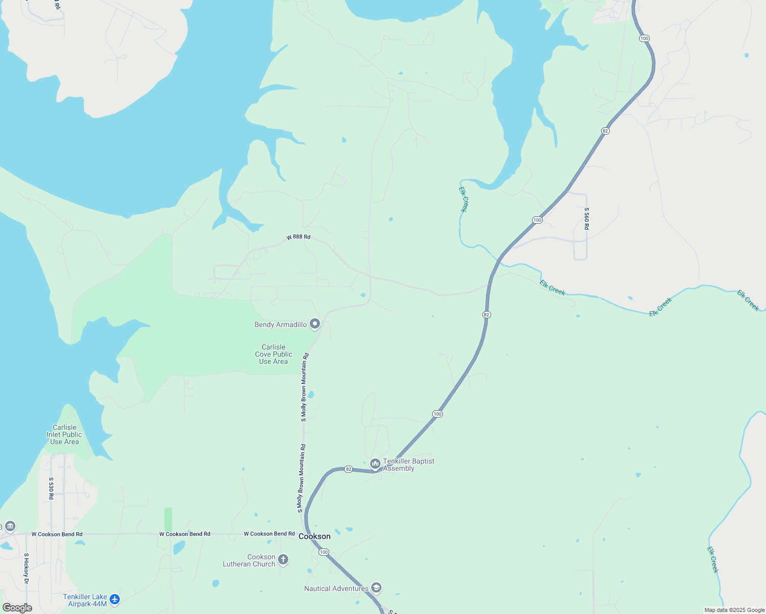 map of restaurants, bars, coffee shops, grocery stores, and more near 22117 West 888 Road in Cookson