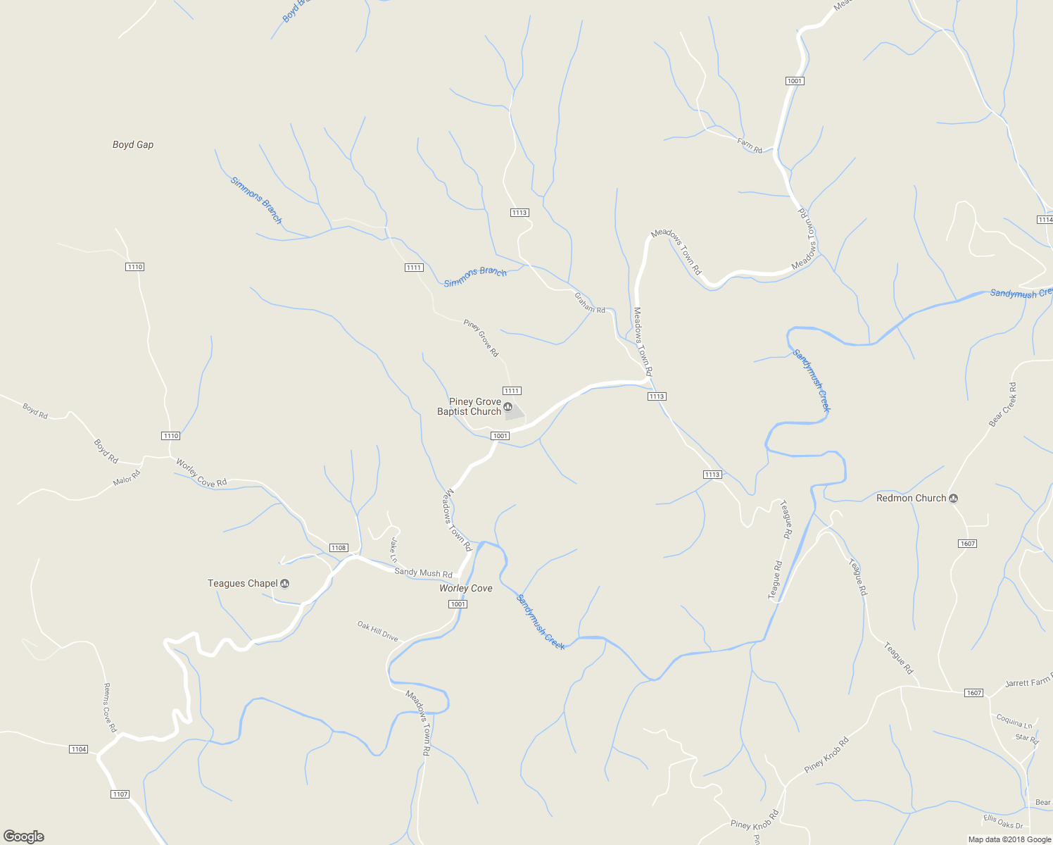 map of restaurants, bars, coffee shops, grocery stores, and more near 16 Piney Grove Road in Marshall