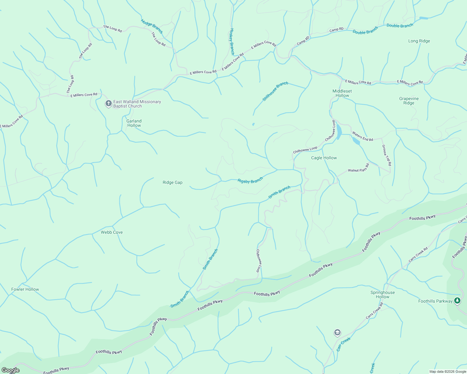 map of restaurants, bars, coffee shops, grocery stores, and more near 2180 Oakwood Road in Walland