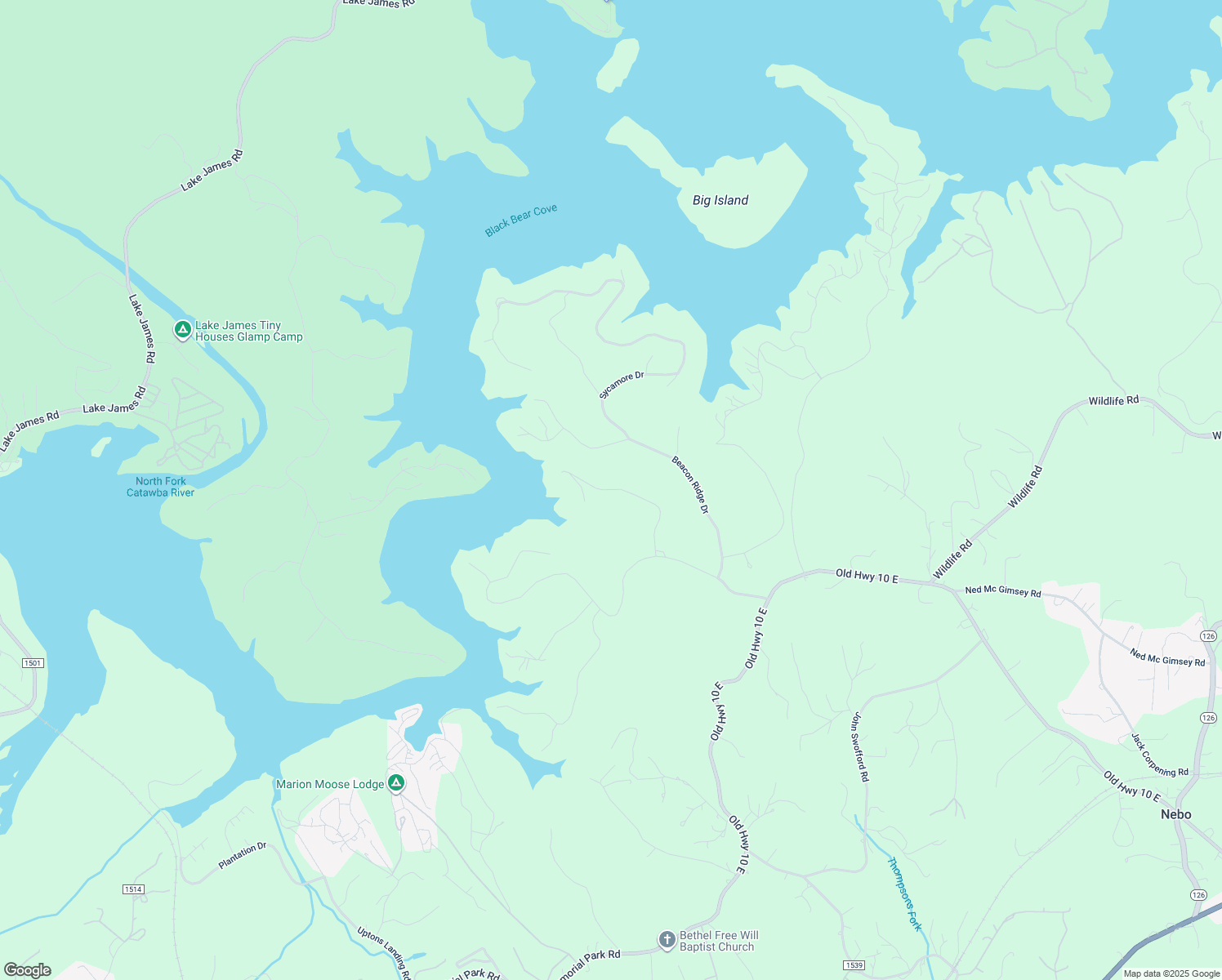 map of restaurants, bars, coffee shops, grocery stores, and more near Capecino Road in McDowell County