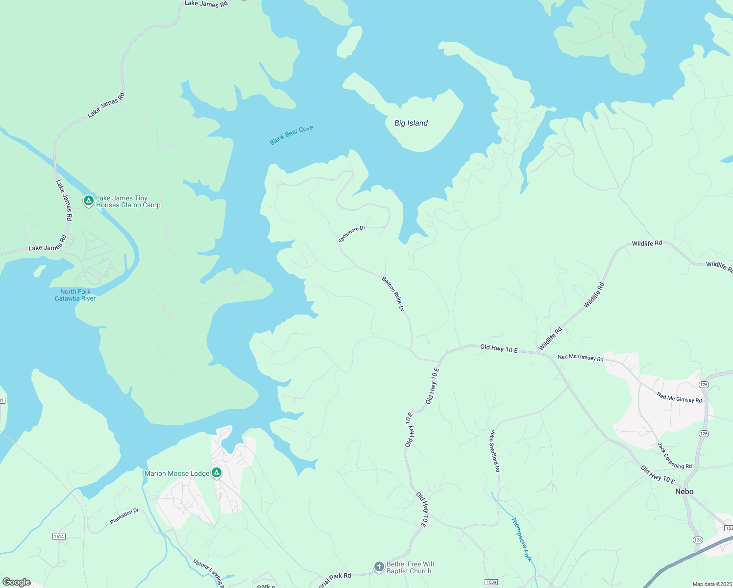 map of restaurants, bars, coffee shops, grocery stores, and more near Capecino Road in Nebo