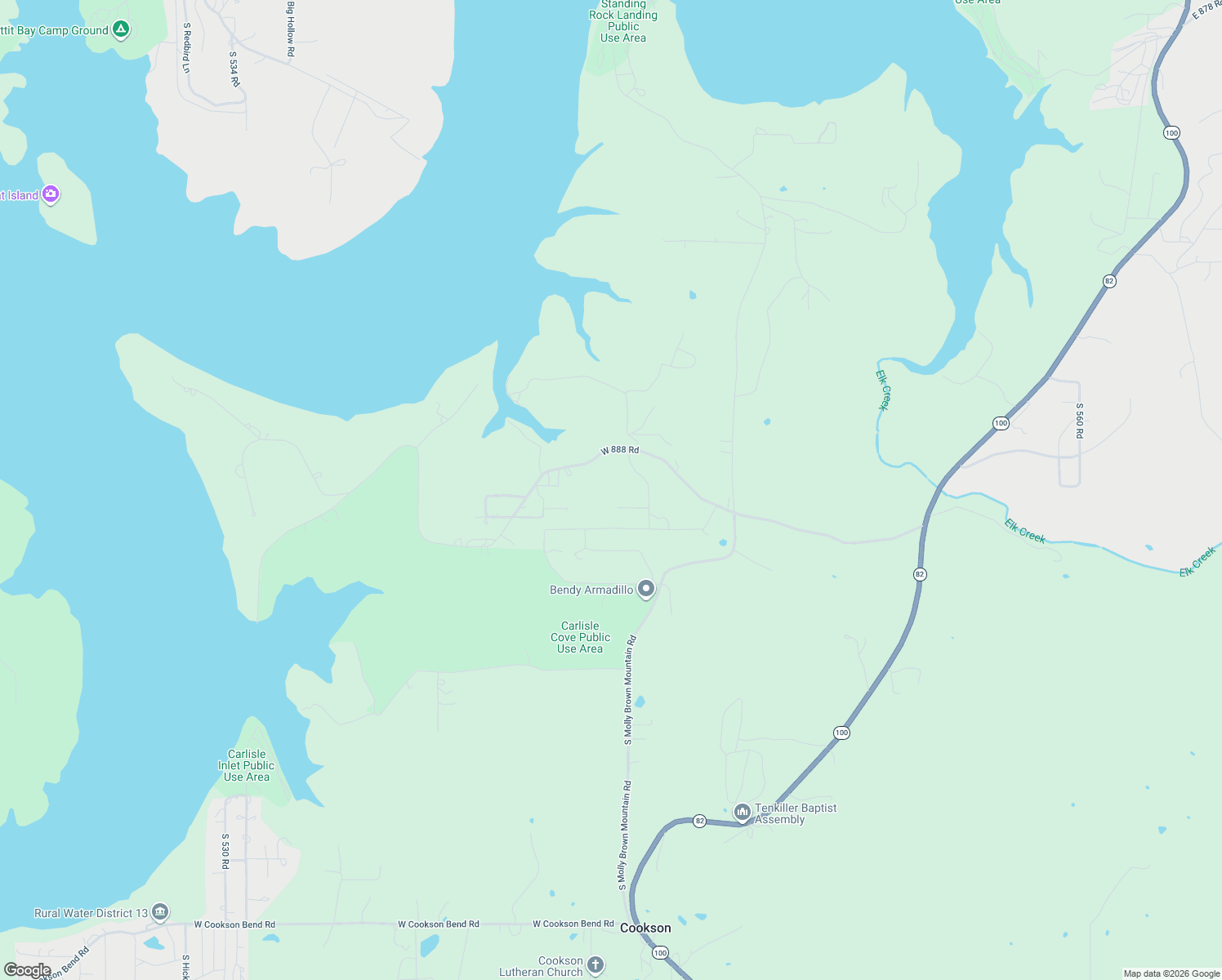 map of restaurants, bars, coffee shops, grocery stores, and more near 30701 South Wood Hill Road in Cookson