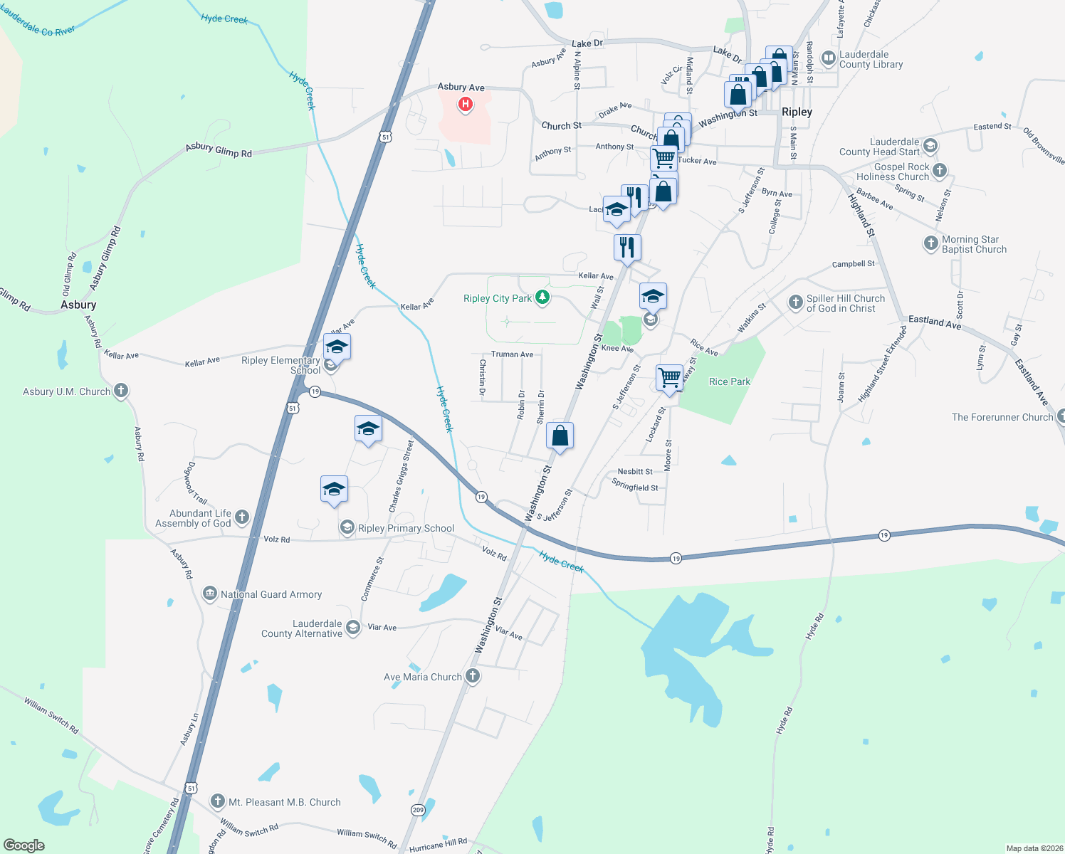 map of restaurants, bars, coffee shops, grocery stores, and more near 325 Sherrin Drive in Ripley