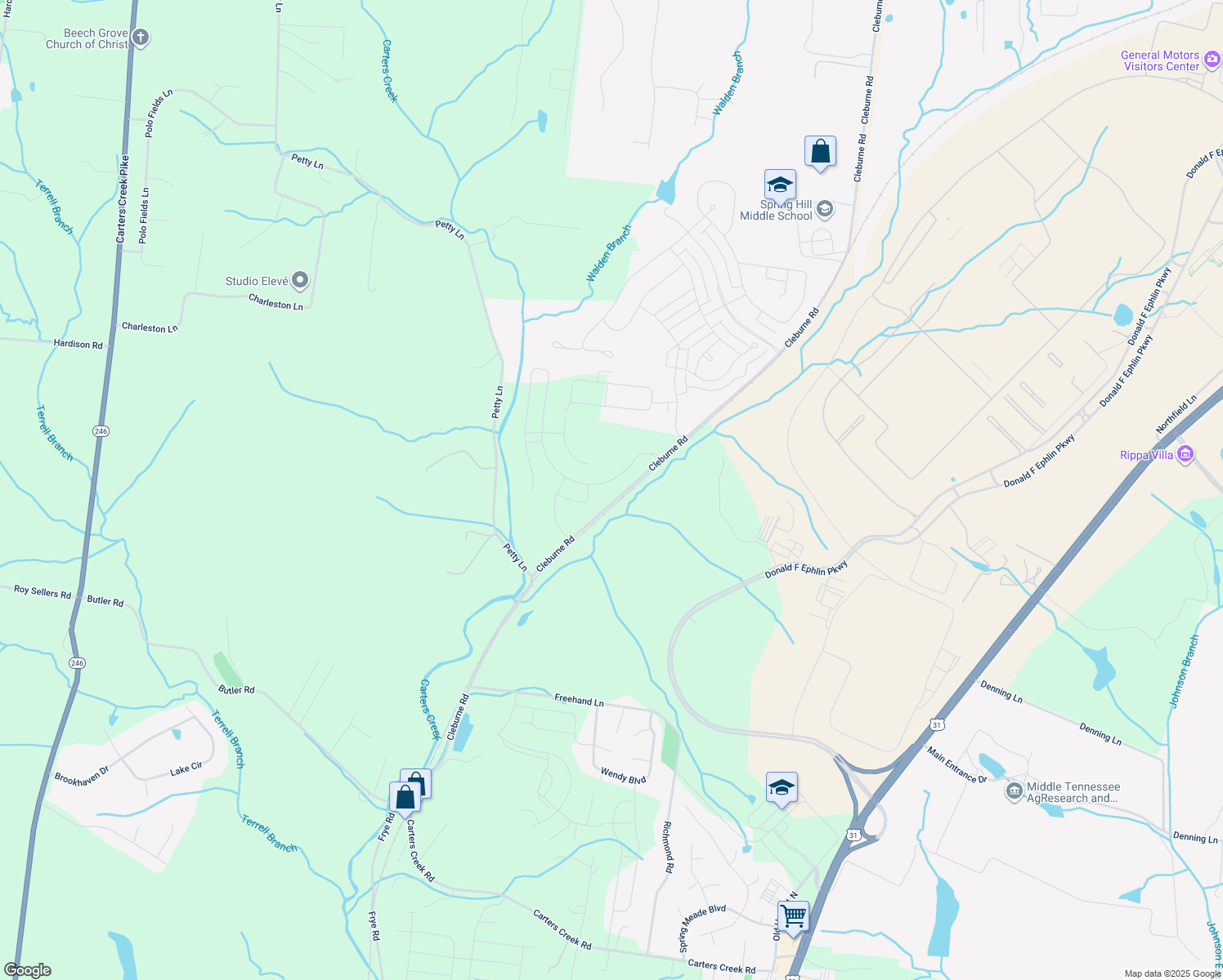 map of restaurants, bars, coffee shops, grocery stores, and more near 3235-3333 Cleburne Road in Columbia