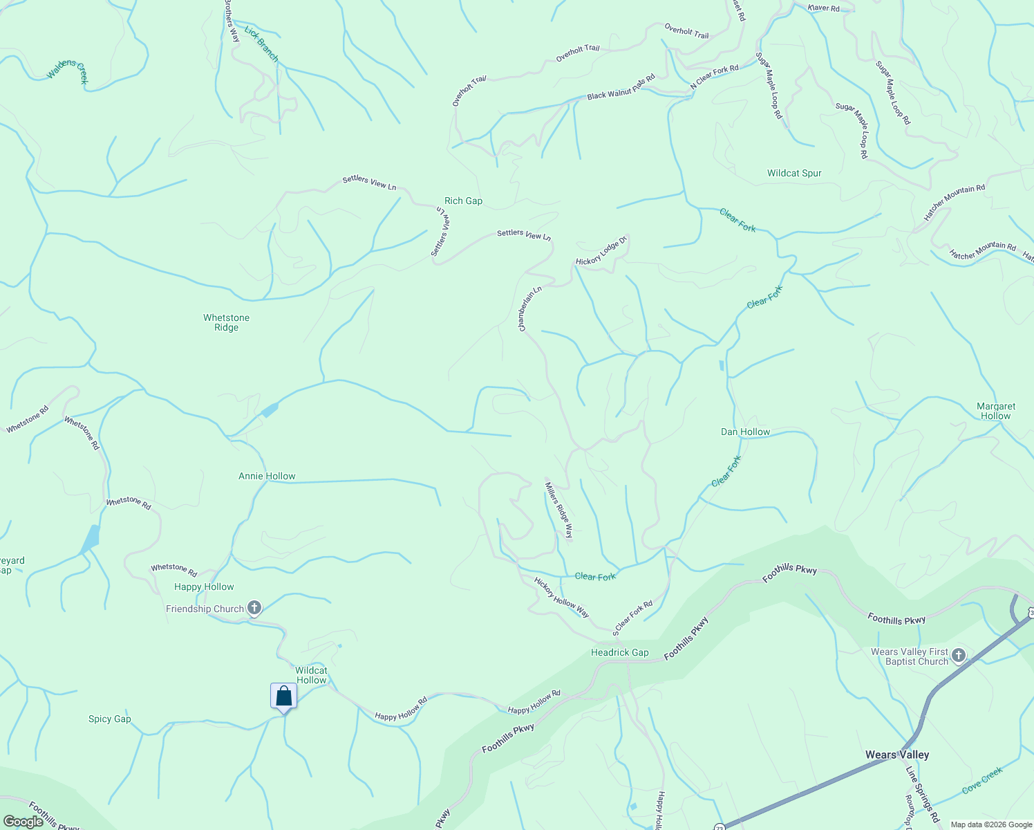 map of restaurants, bars, coffee shops, grocery stores, and more near 4124 Harvest Moon Road in Sevierville