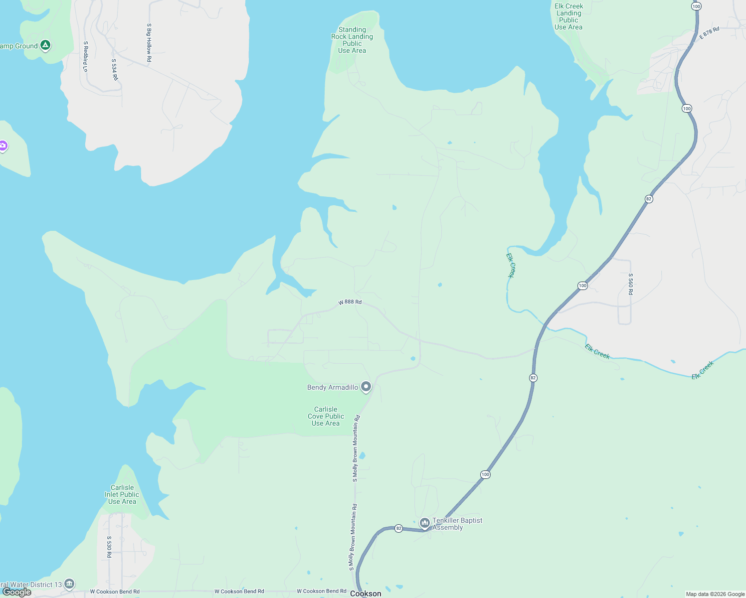 map of restaurants, bars, coffee shops, grocery stores, and more near 21588 West 885 Road in Cookson
