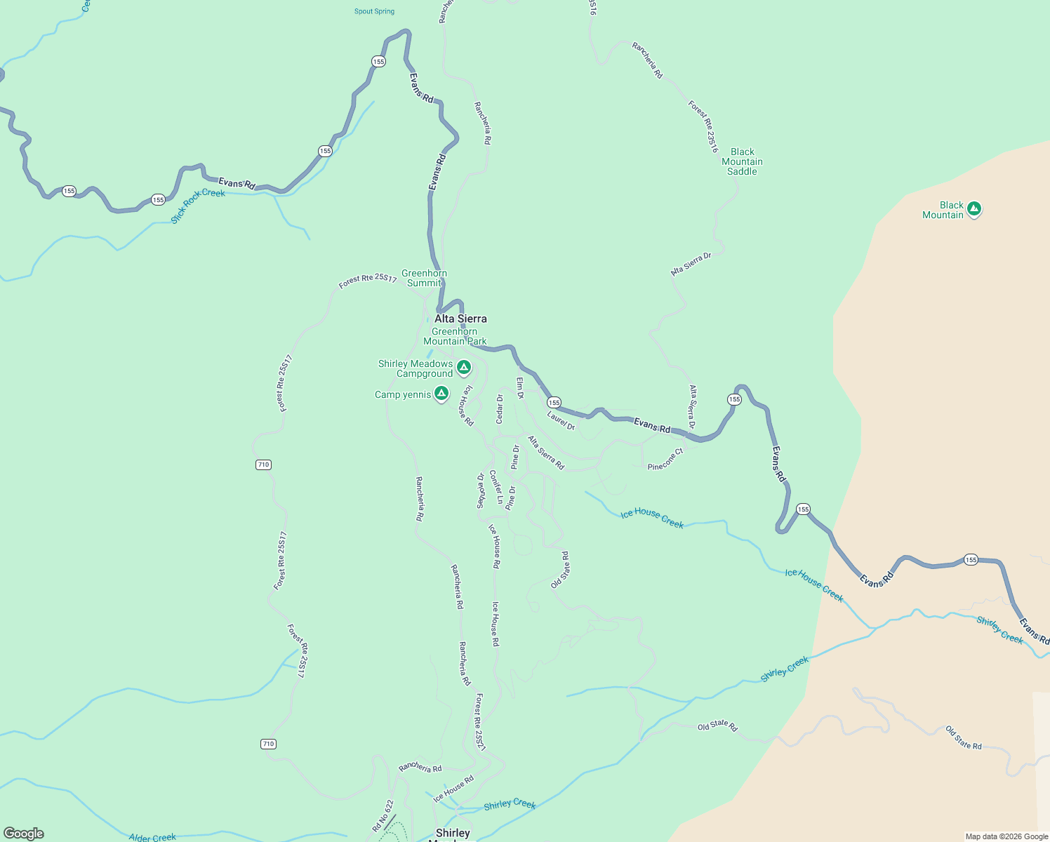map of restaurants, bars, coffee shops, grocery stores, and more near 10921 Elm Dr in Wofford Heights
