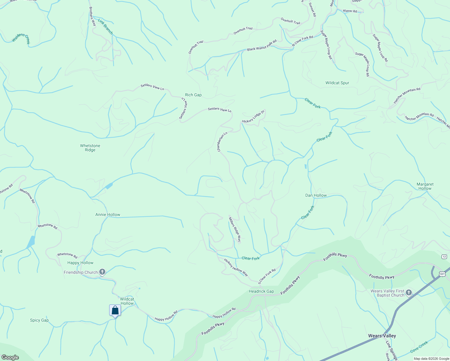 map of restaurants, bars, coffee shops, grocery stores, and more near 4124 Harvest Moon Lane in Sevierville