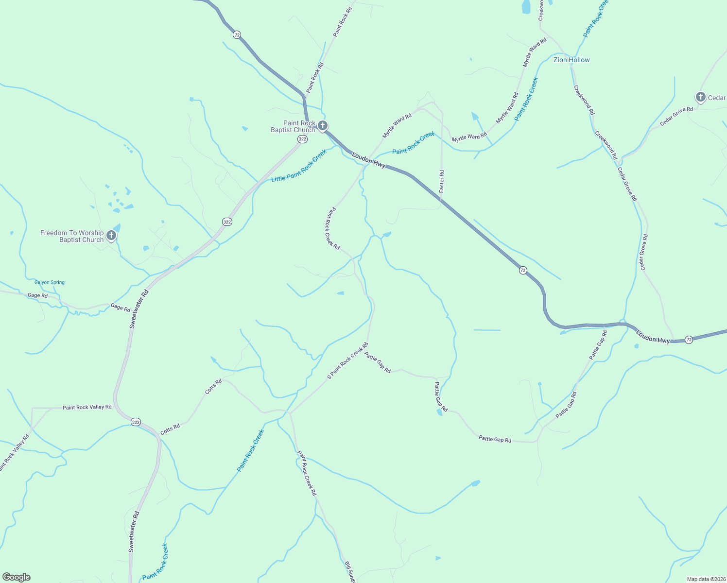 map of restaurants, bars, coffee shops, grocery stores, and more near South Paint Rock Creek Road in Roane County