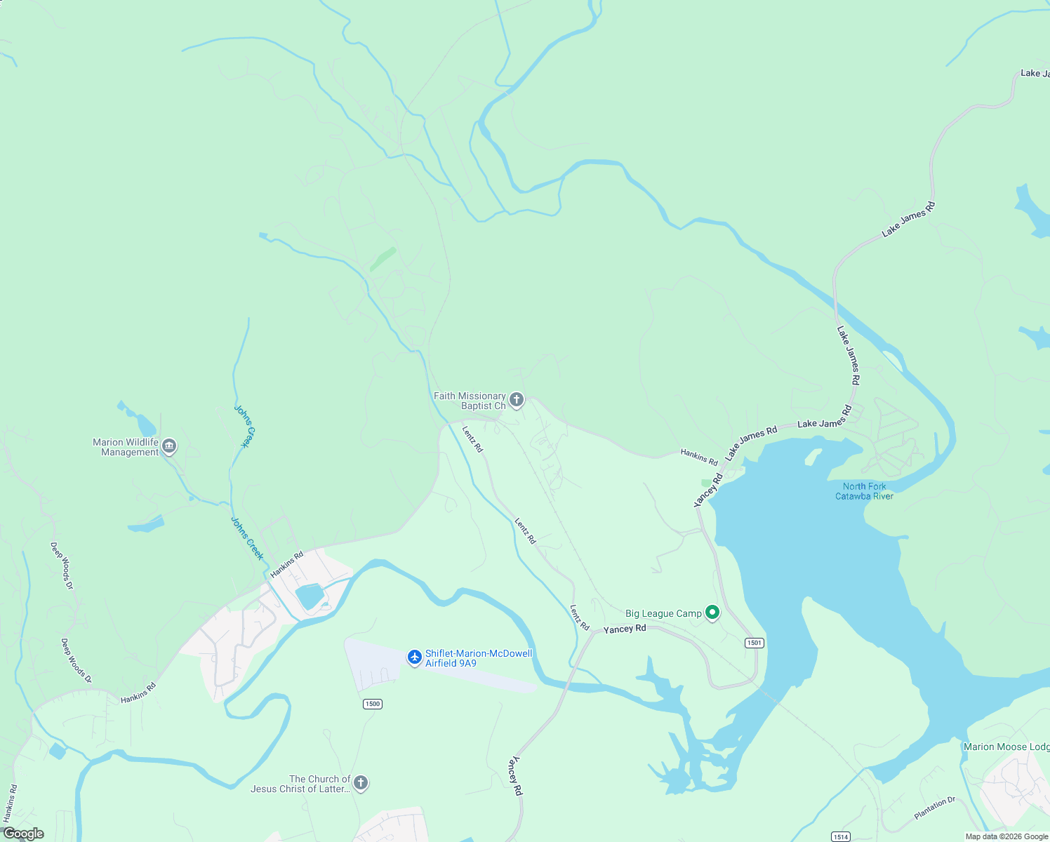 map of restaurants, bars, coffee shops, grocery stores, and more near 2580 Hankins Road in Marion