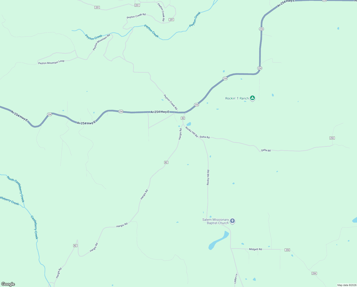 map of restaurants, bars, coffee shops, grocery stores, and more near 284 Hargis Road in Dennard