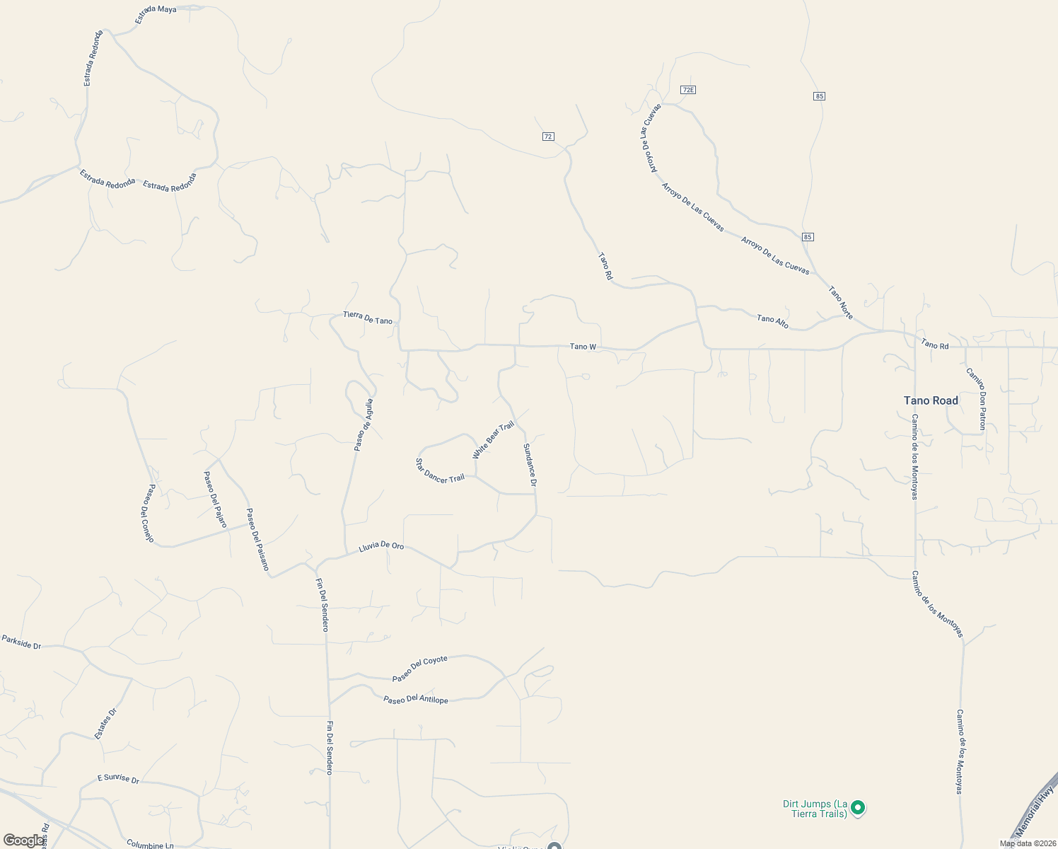 map of restaurants, bars, coffee shops, grocery stores, and more near 2 Crossroads Ct in Santa Fe