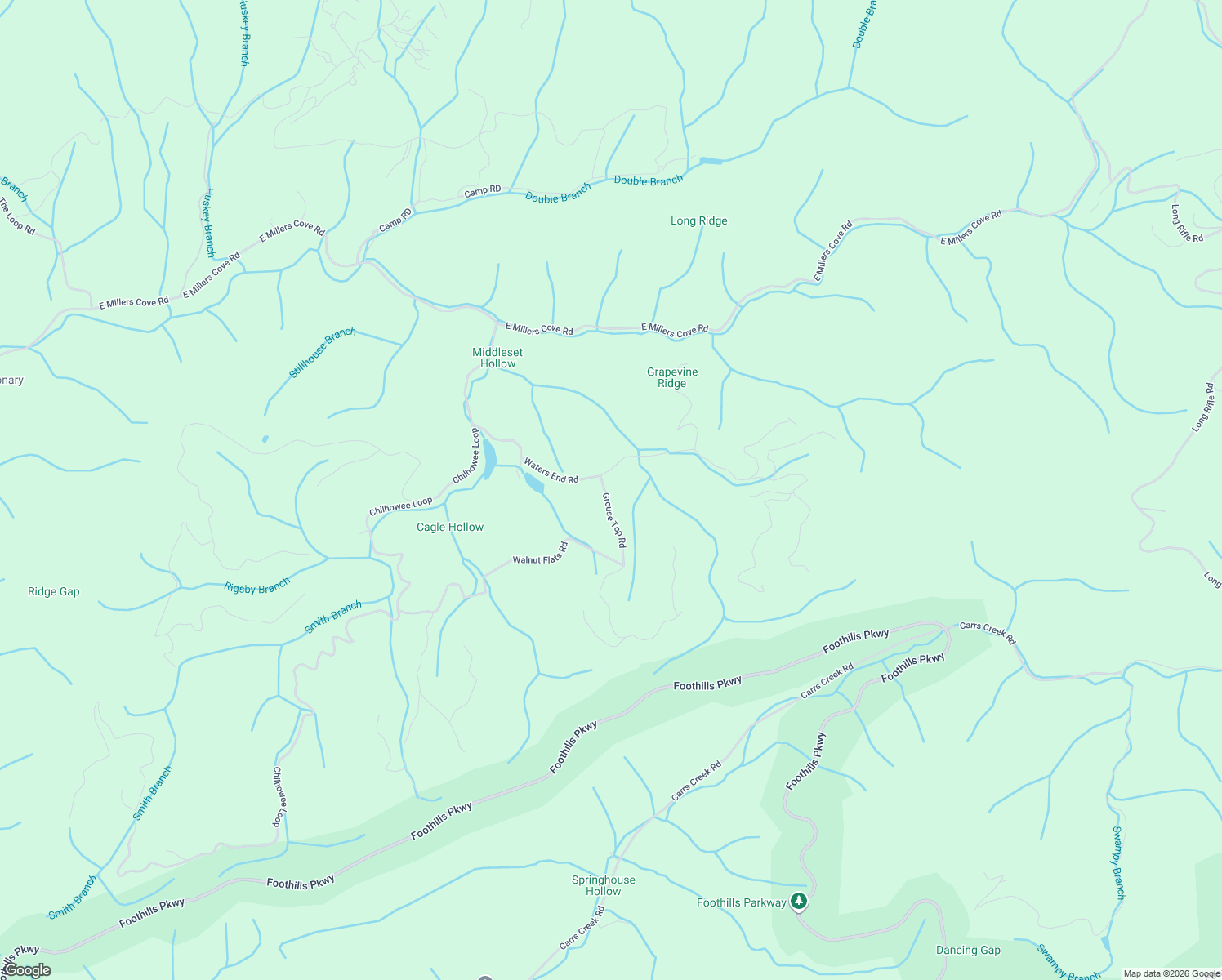 map of restaurants, bars, coffee shops, grocery stores, and more near 1801 Grouse Top Road in Walland