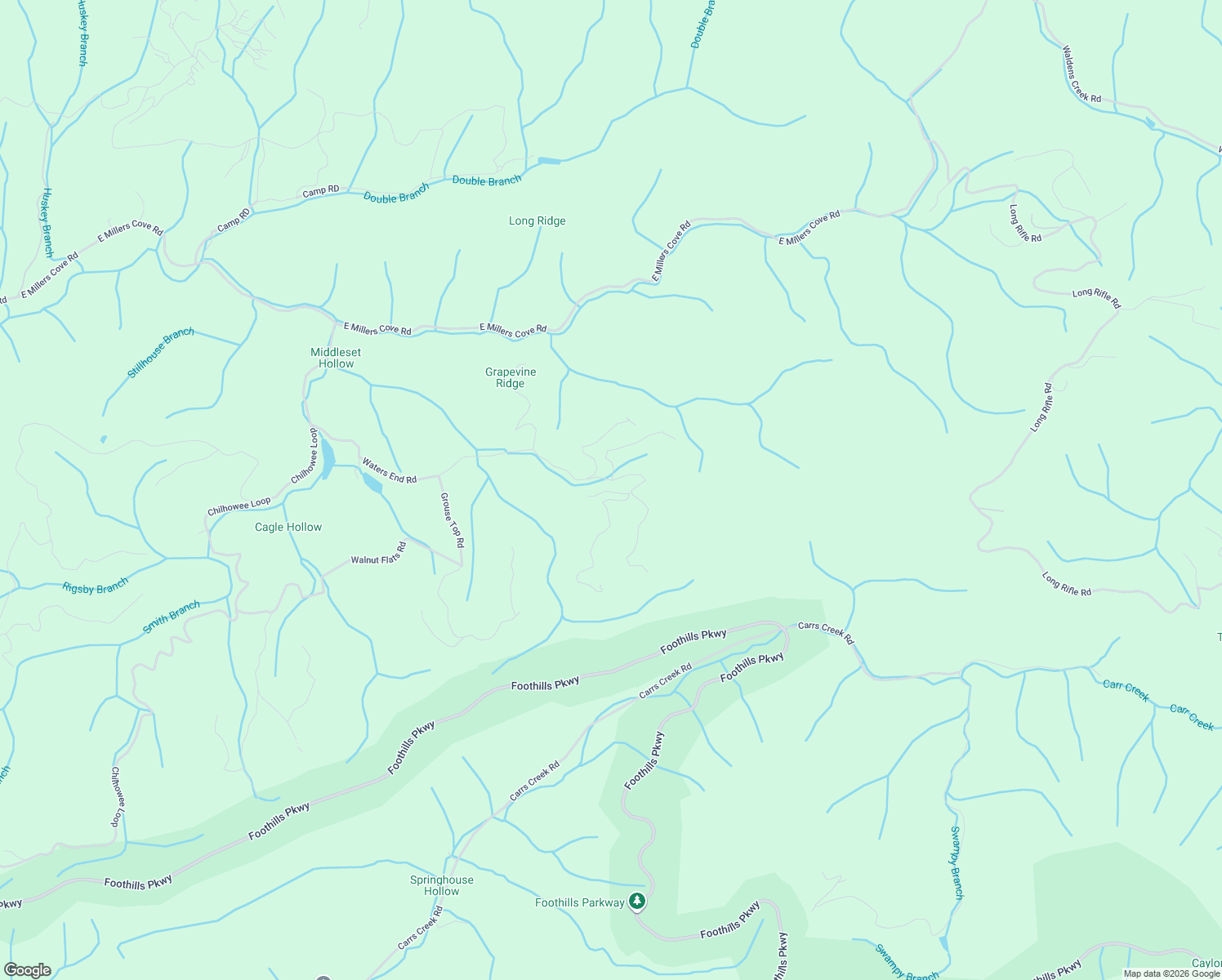 map of restaurants, bars, coffee shops, grocery stores, and more near 2016 Waters End Road in Walland