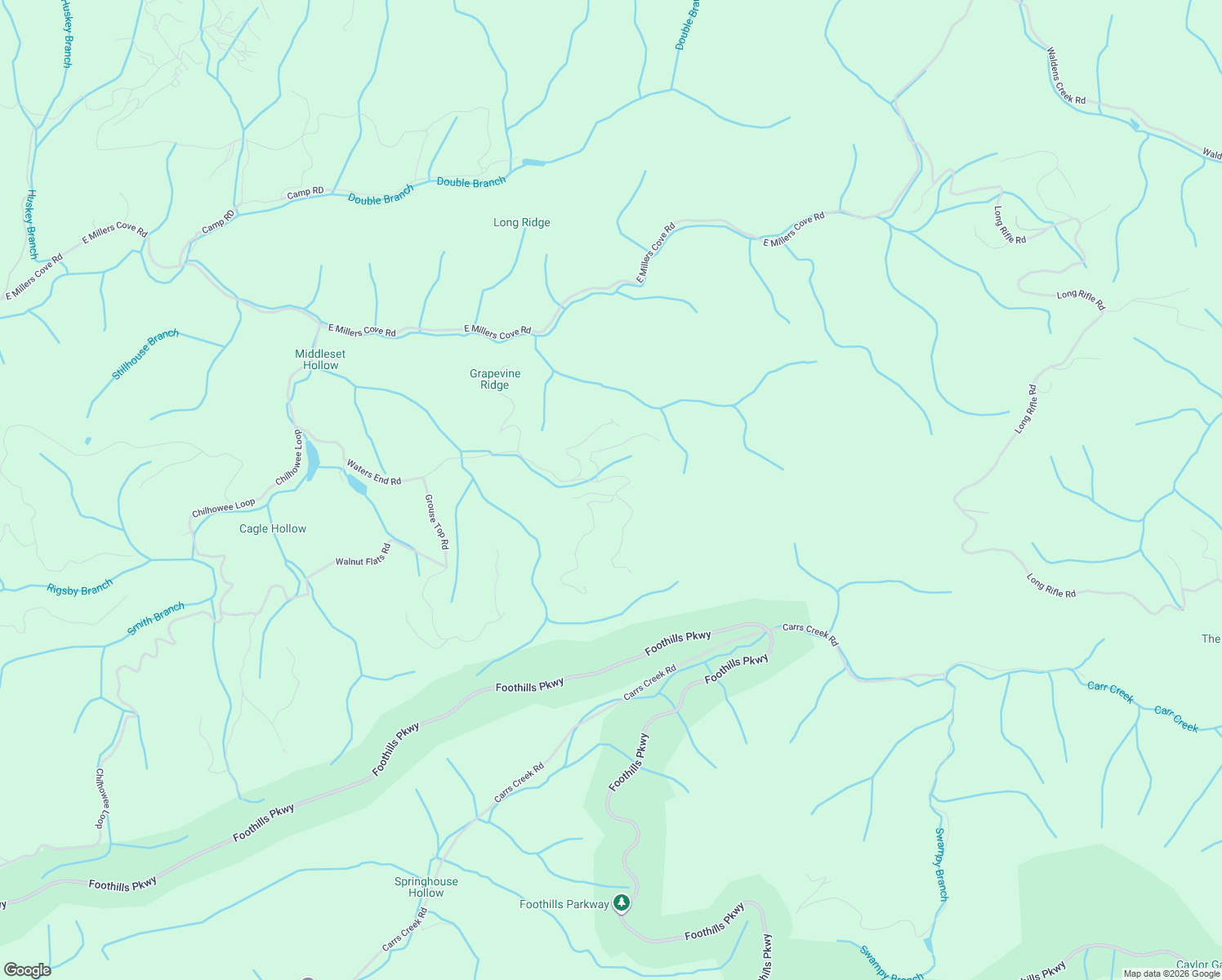 map of restaurants, bars, coffee shops, grocery stores, and more near 2016 Waters End Road in Walland