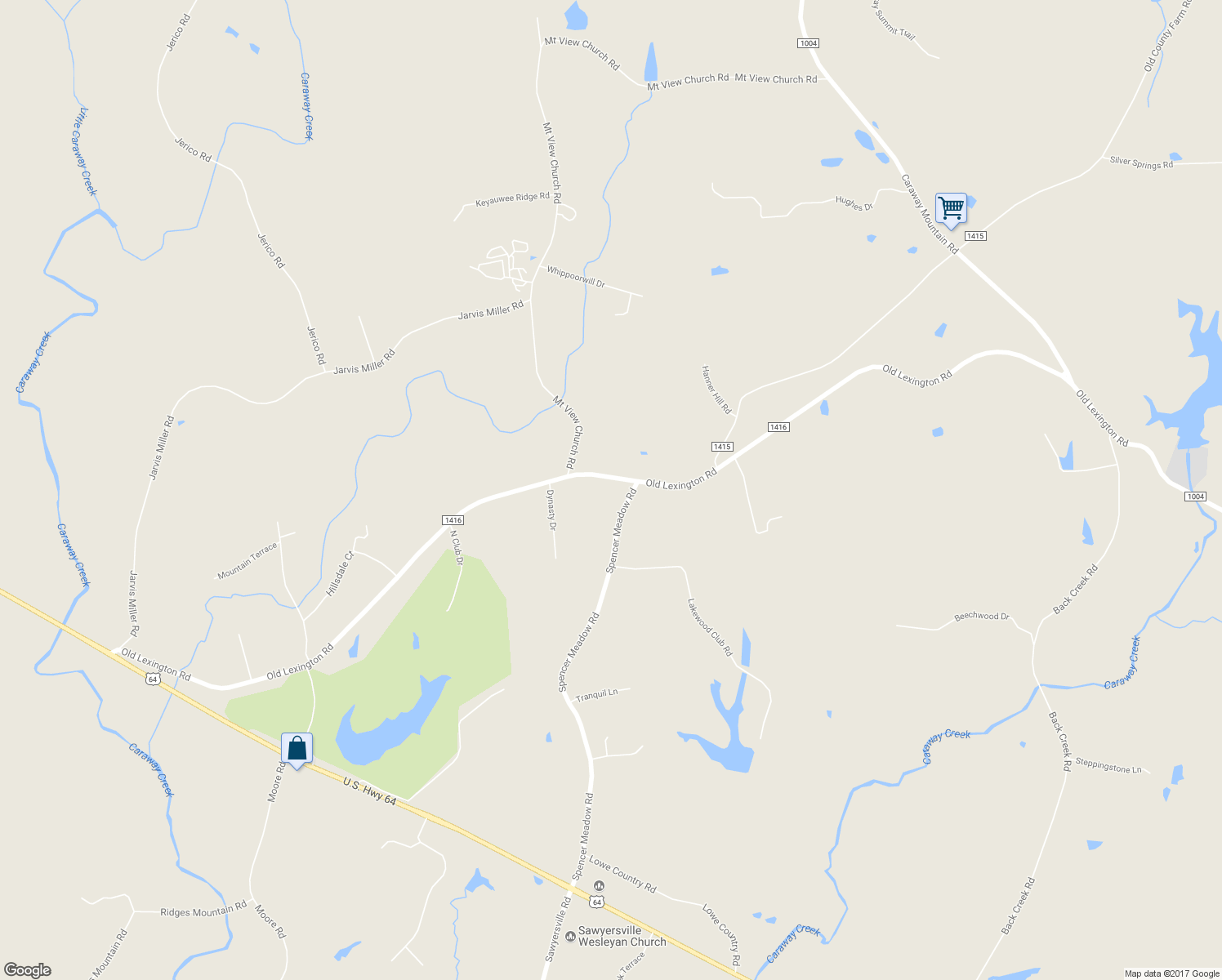 map of restaurants, bars, coffee shops, grocery stores, and more near 4349 Old Lexington Road in Asheboro