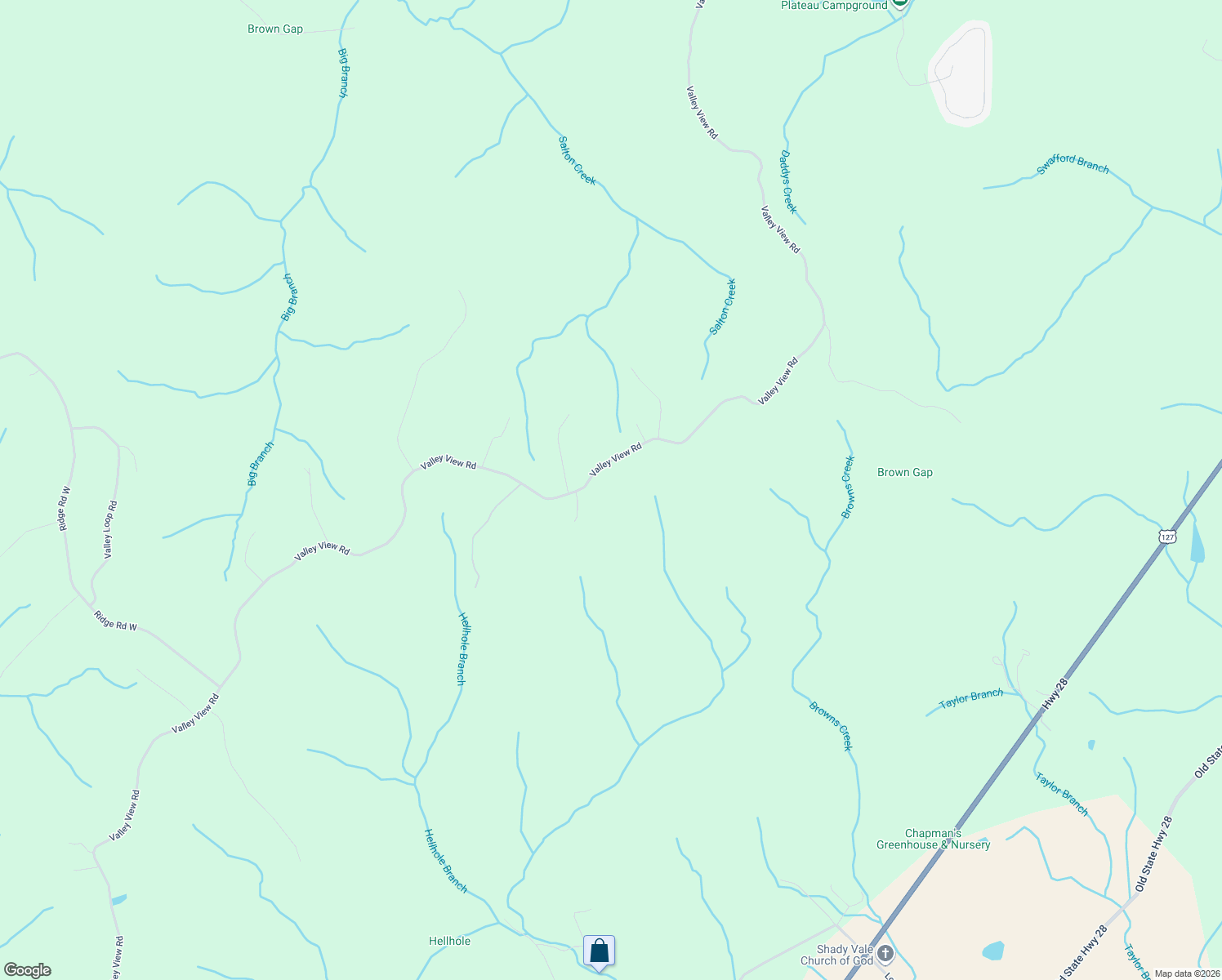 map of restaurants, bars, coffee shops, grocery stores, and more near 3555 Valley View Road in Pikeville
