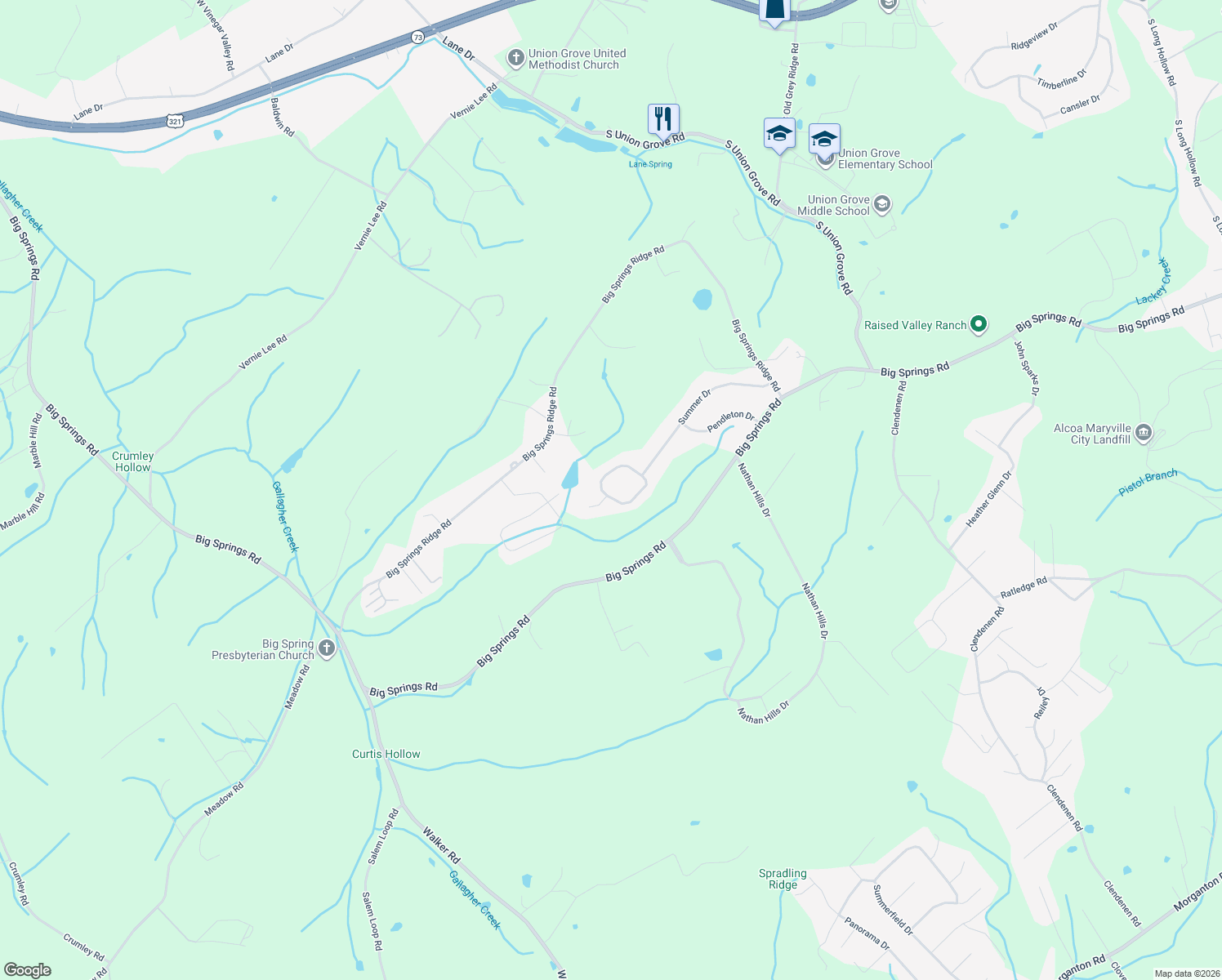 map of restaurants, bars, coffee shops, grocery stores, and more near 3649 Hurtgen Circle in Friendsville