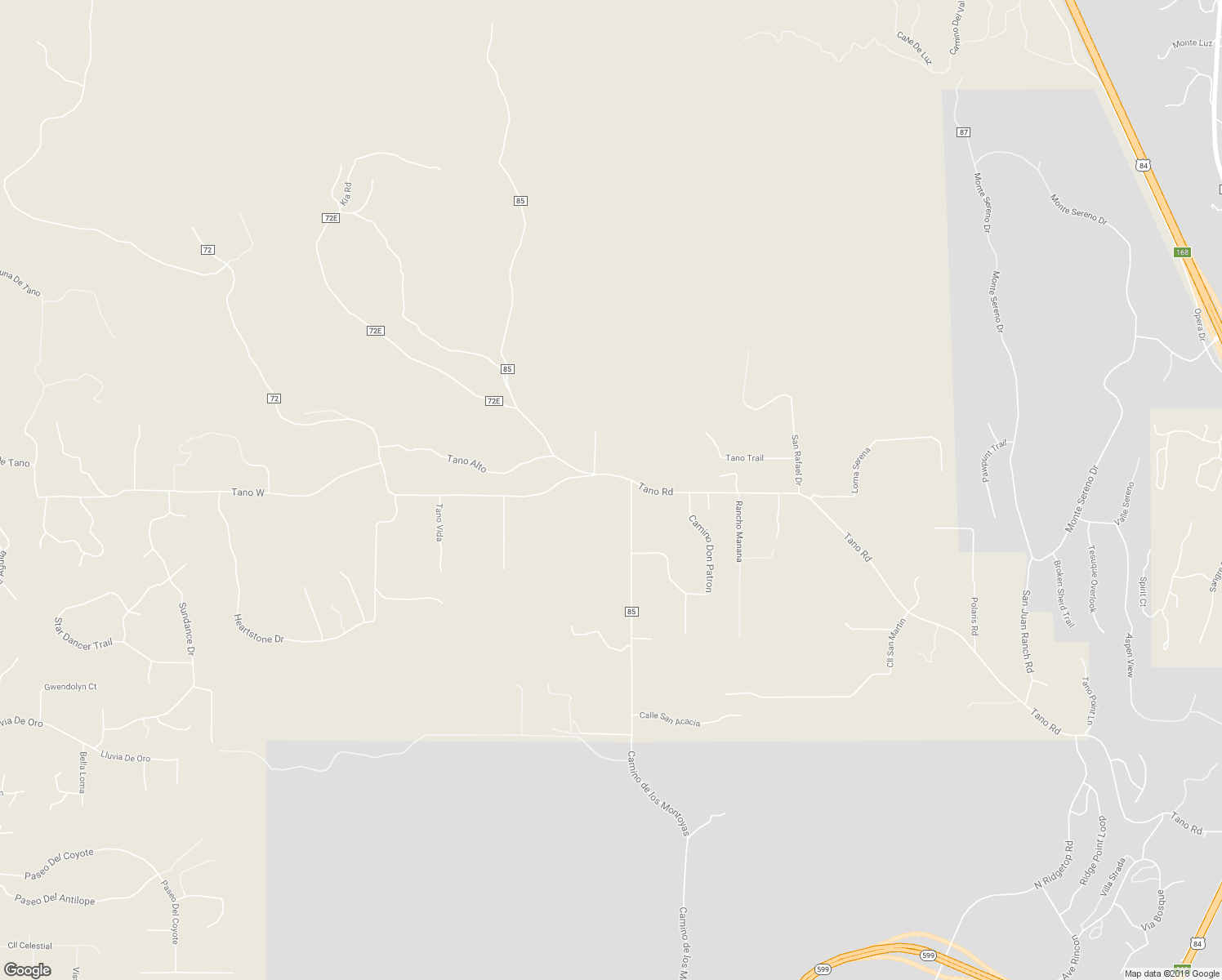 map of restaurants, bars, coffee shops, grocery stores, and more near 236 Tano Road in Santa Fe