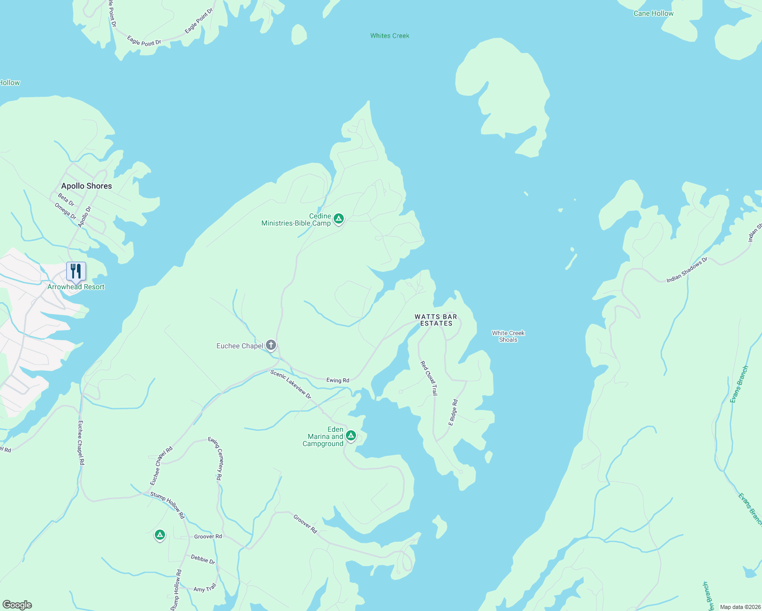 map of restaurants, bars, coffee shops, grocery stores, and more near 839 Ewing Road in Spring City