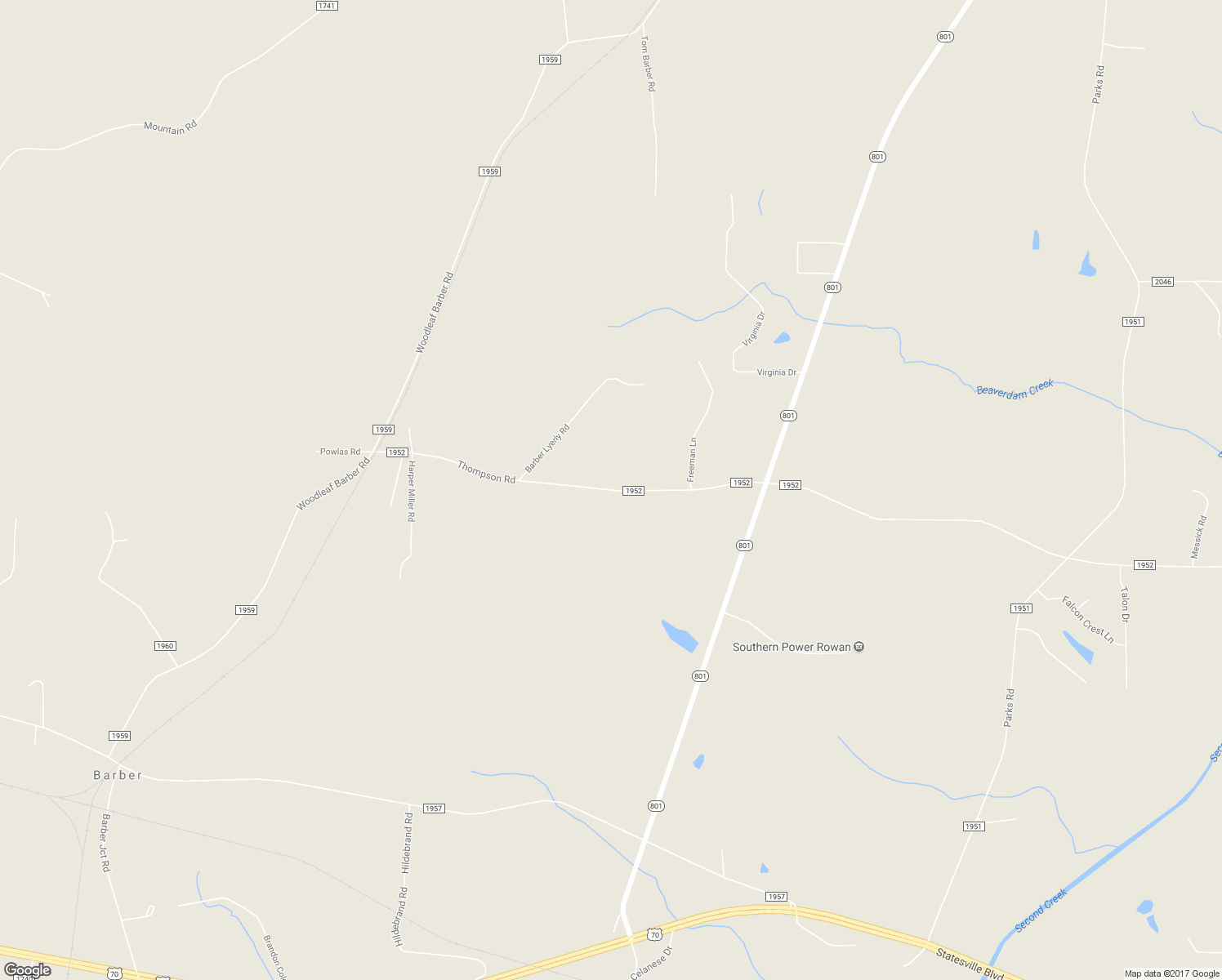 map of restaurants, bars, coffee shops, grocery stores, and more near Thompson Road in Salisbury