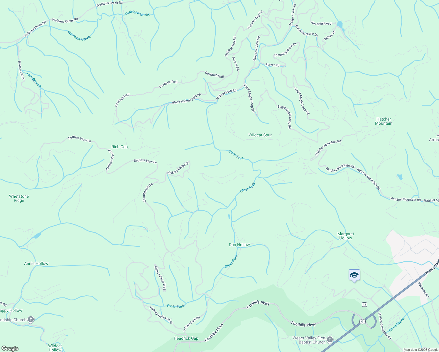 map of restaurants, bars, coffee shops, grocery stores, and more near 2835 White Oak Ridge Lane in Sevierville