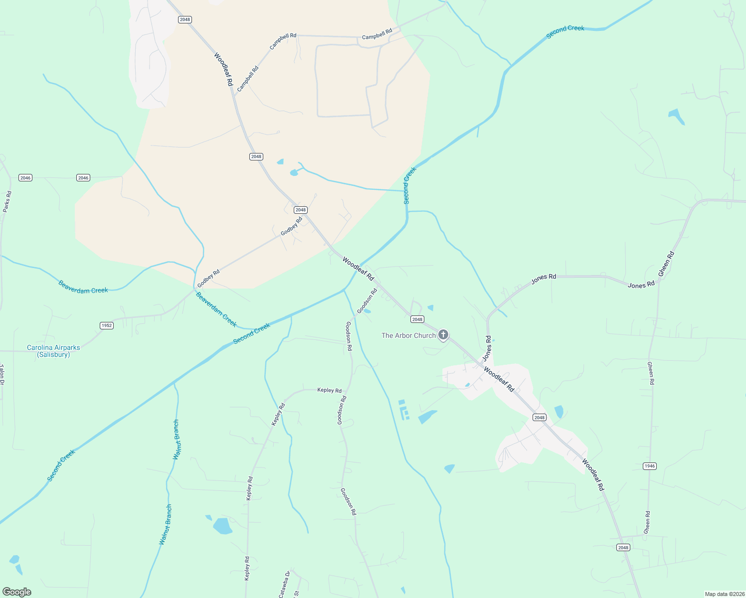 map of restaurants, bars, coffee shops, grocery stores, and more near 2095 Goodson Road in Salisbury