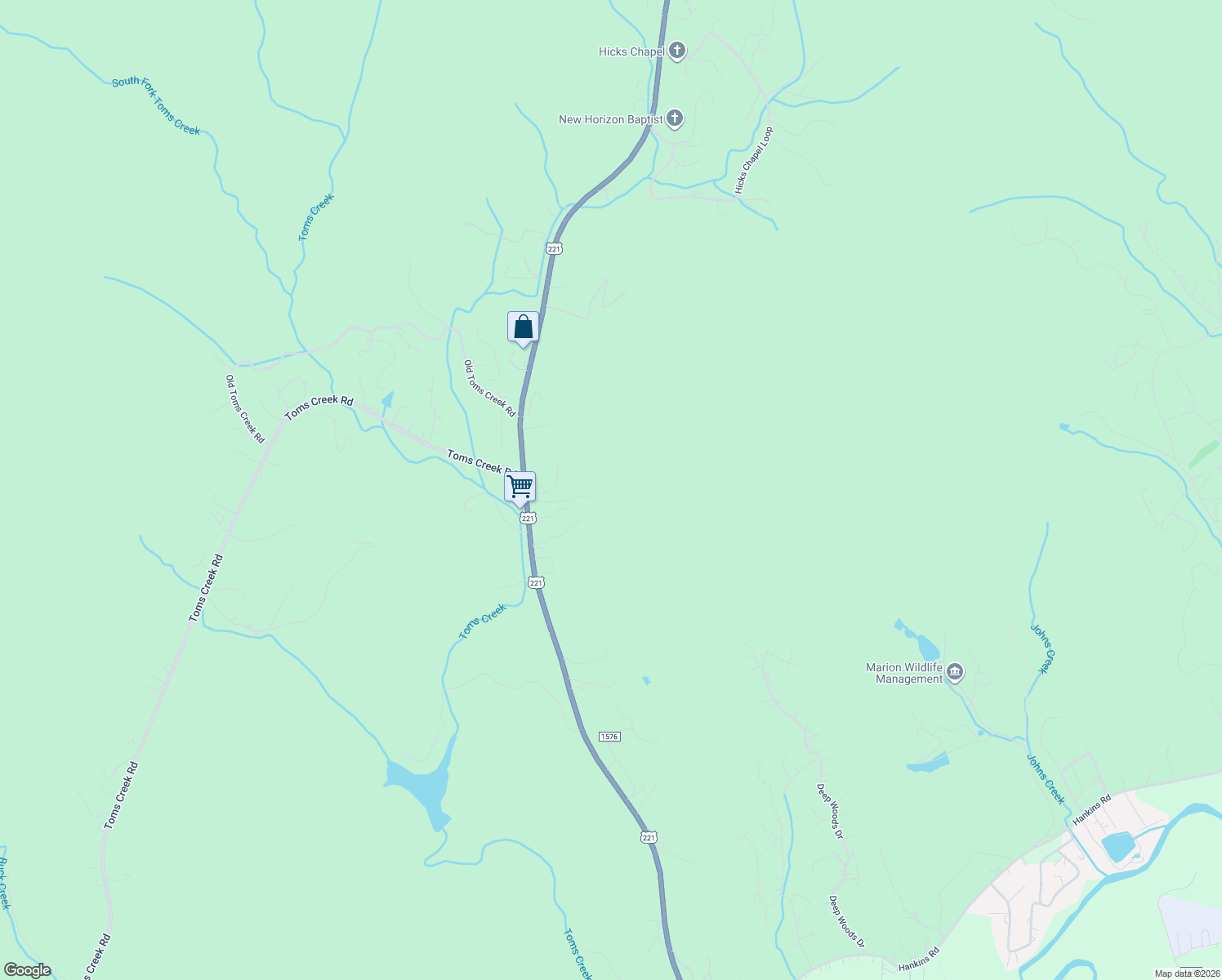 map of restaurants, bars, coffee shops, grocery stores, and more near in McDowell