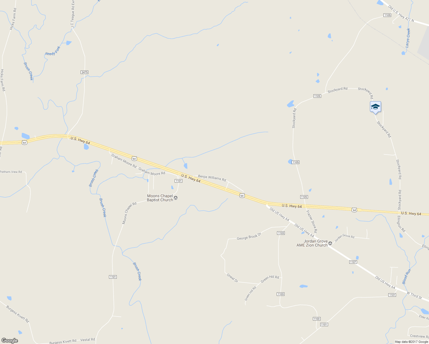 map of restaurants, bars, coffee shops, grocery stores, and more near 378 Benjie Williams Road in Staley