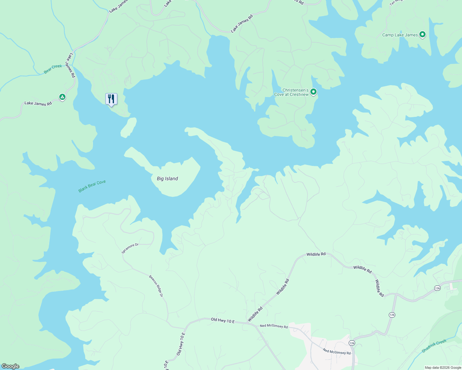 map of restaurants, bars, coffee shops, grocery stores, and more near 1224 Forest Lake Heights Drive in Nebo