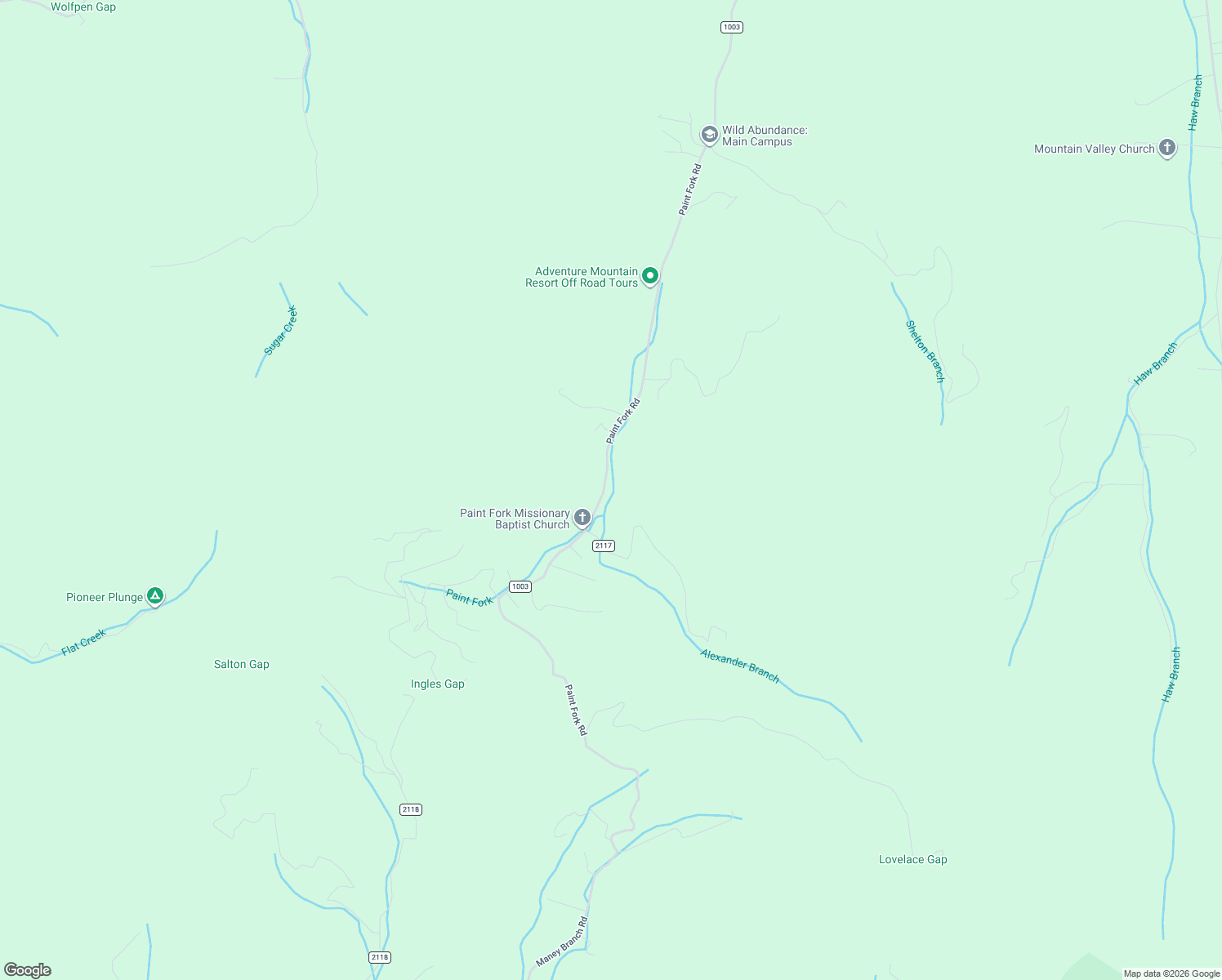 map of restaurants, bars, coffee shops, grocery stores, and more near 485 Paint Fork Road in Barnardsville