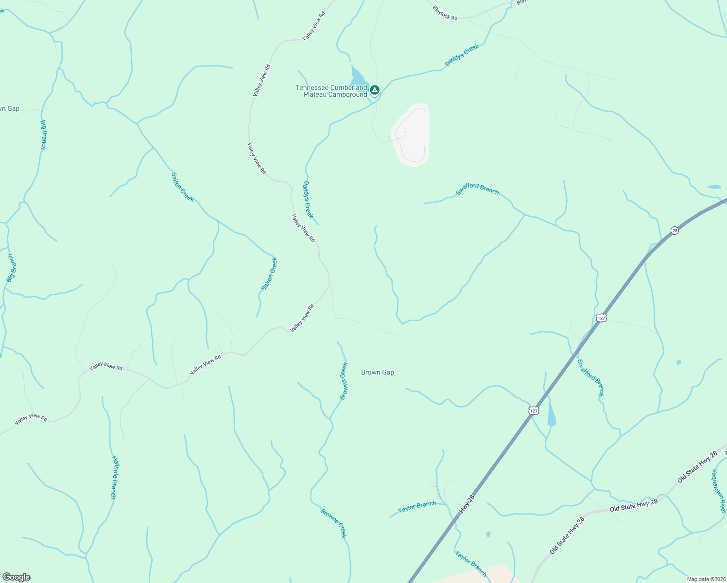 map of restaurants, bars, coffee shops, grocery stores, and more near 4079 Valley View Road in Crossville