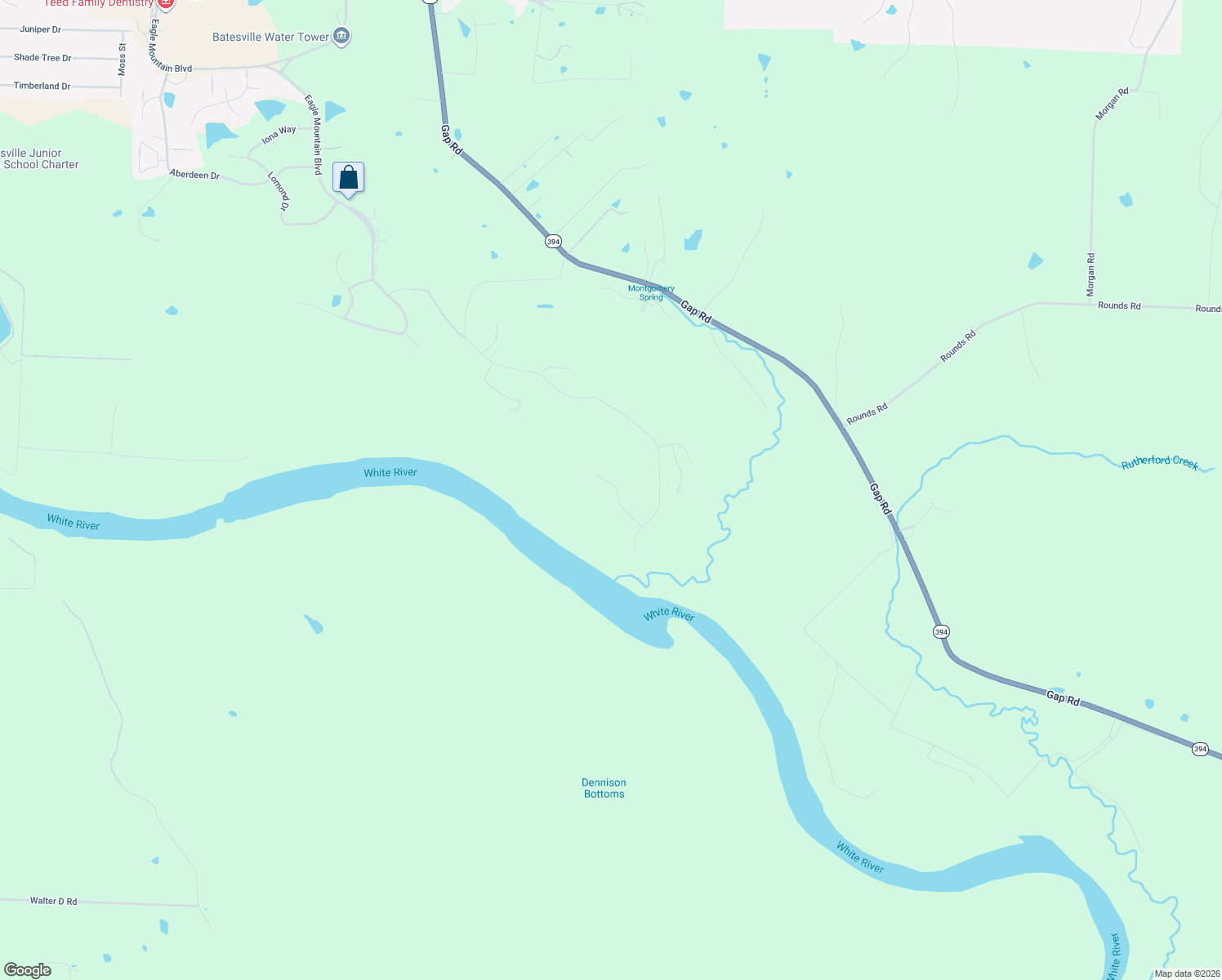 map of restaurants, bars, coffee shops, grocery stores, and more near 220 Eagle Ridge Road in Batesville