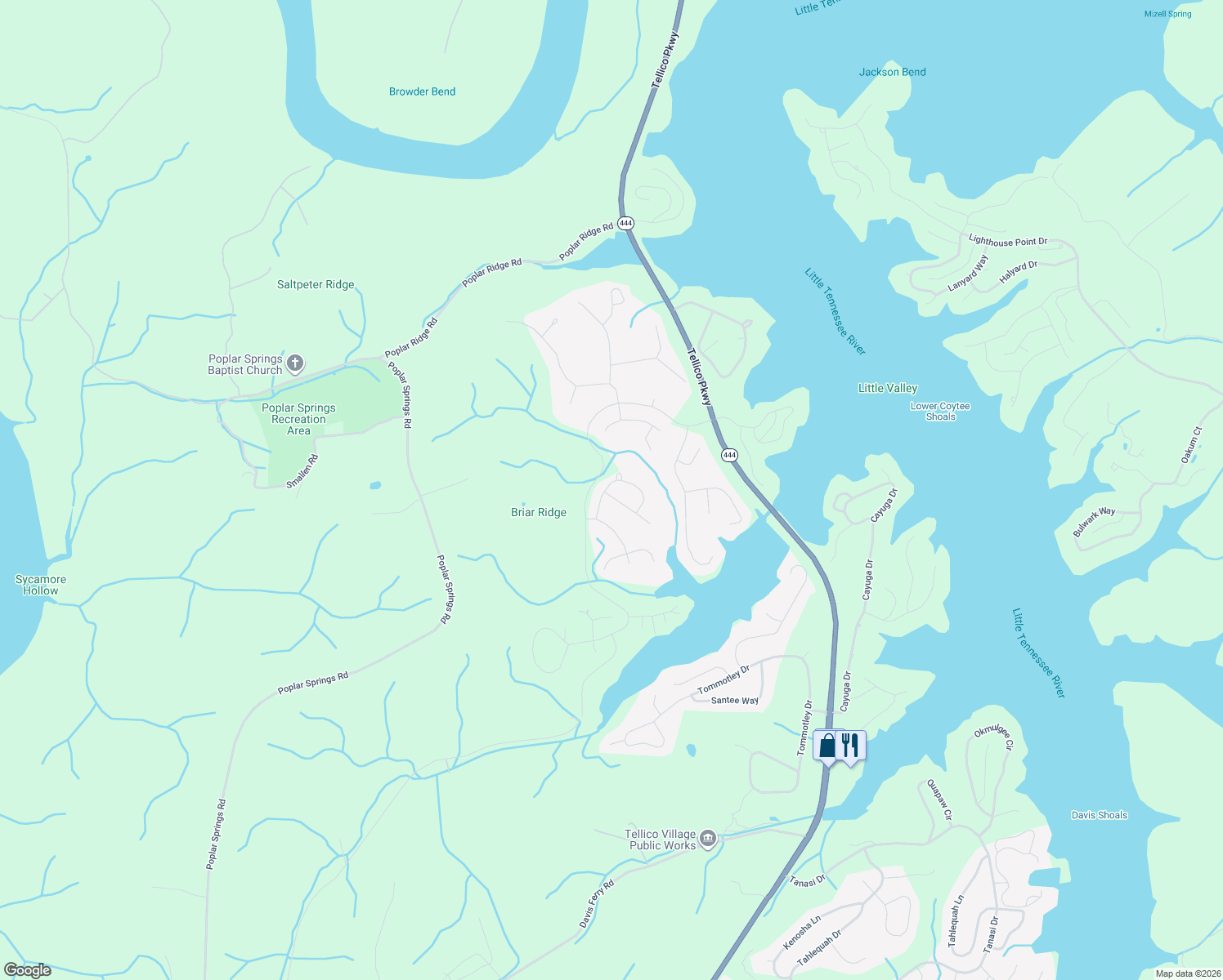 map of restaurants, bars, coffee shops, grocery stores, and more near 401 Seminole Place in Loudon