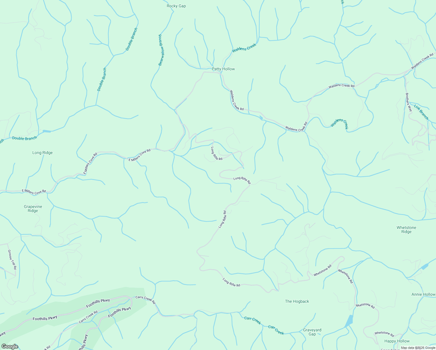 map of restaurants, bars, coffee shops, grocery stores, and more near 5039 Long Rifle Road in Walland