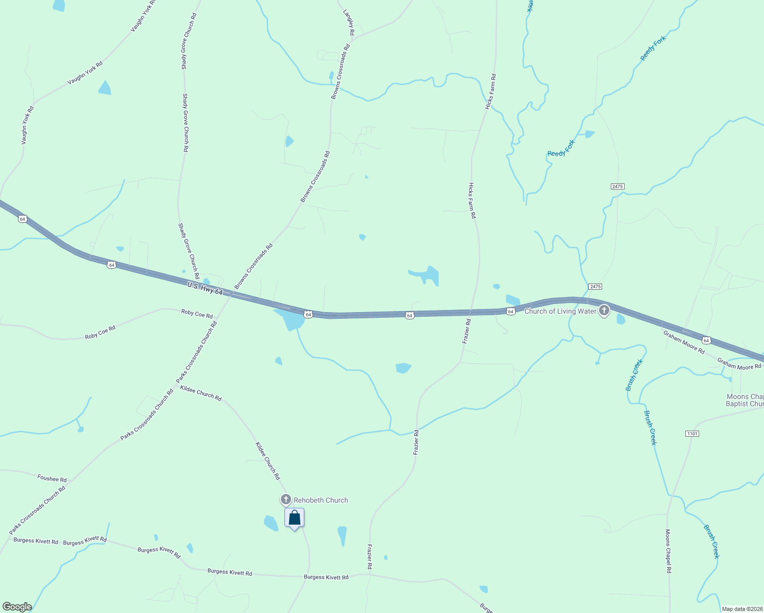 map of restaurants, bars, coffee shops, grocery stores, and more near 9973 U.S. 64 in Ramseur
