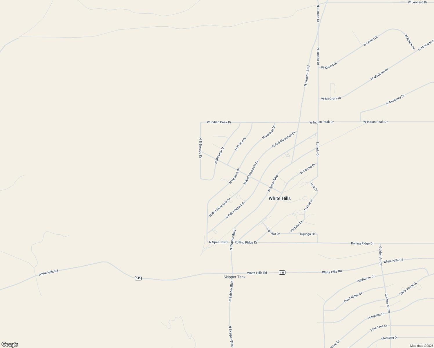 map of restaurants, bars, coffee shops, grocery stores, and more near 21296 North Miramar Drive in White Hills