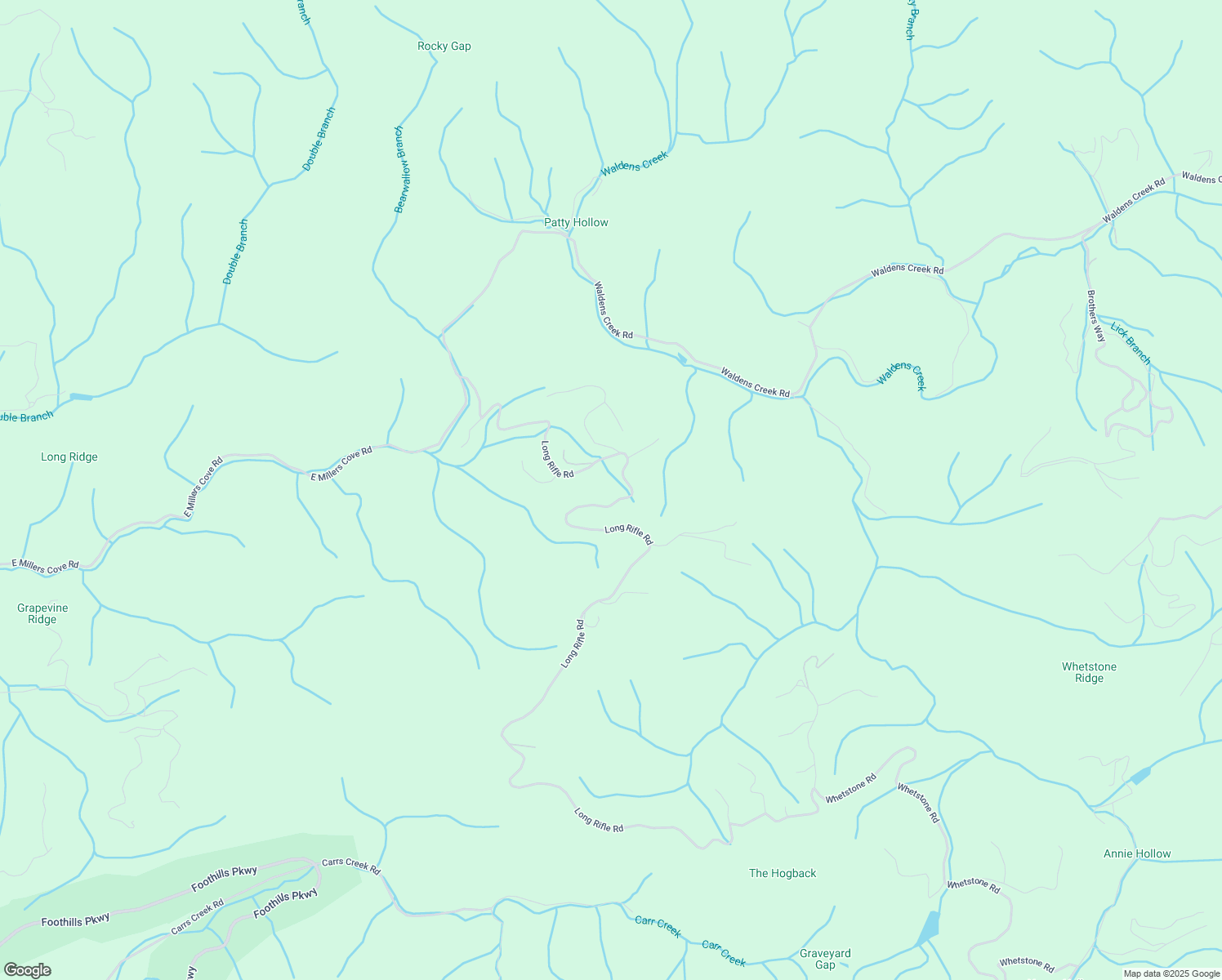 map of restaurants, bars, coffee shops, grocery stores, and more near 5051 Long Rifle Road in Walland