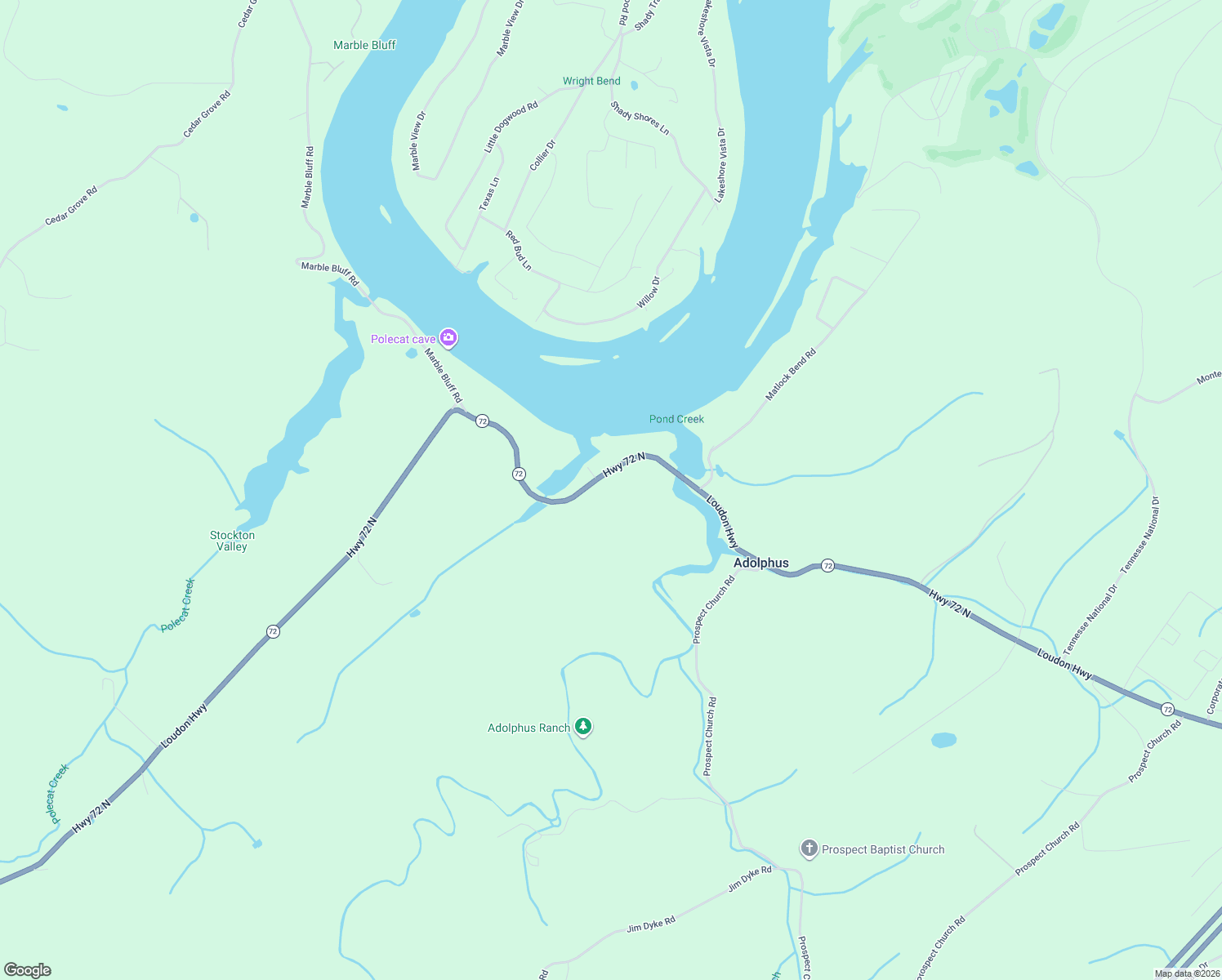 map of restaurants, bars, coffee shops, grocery stores, and more near 27855 Tennessee 72 in Loudon