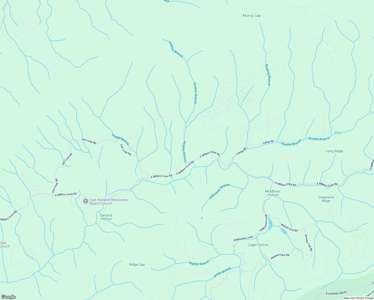 map of restaurants, bars, coffee shops, grocery stores, and more near 1276 Huskey Branch Road in Walland