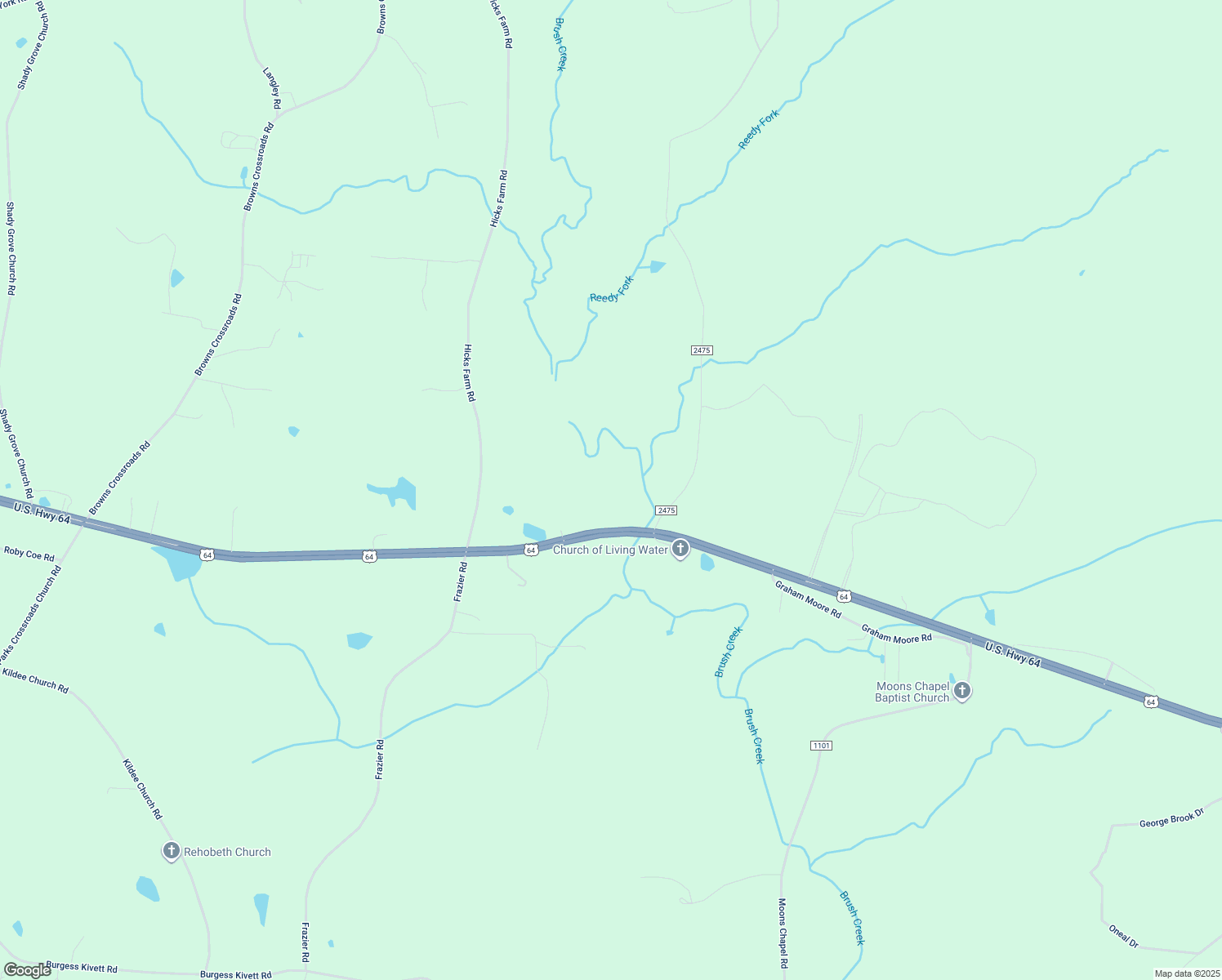 map of restaurants, bars, coffee shops, grocery stores, and more near 10435 U.S. 64 in Staley