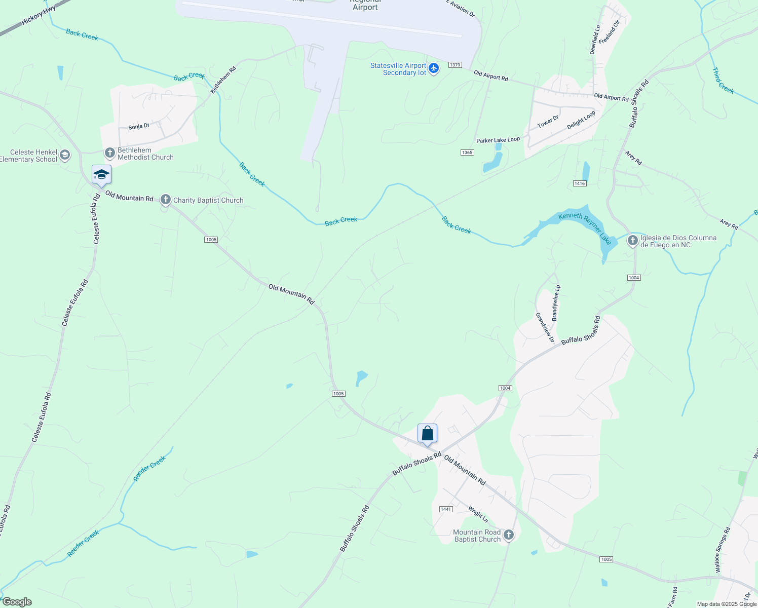 map of restaurants, bars, coffee shops, grocery stores, and more near Garrison Drive in Statesville